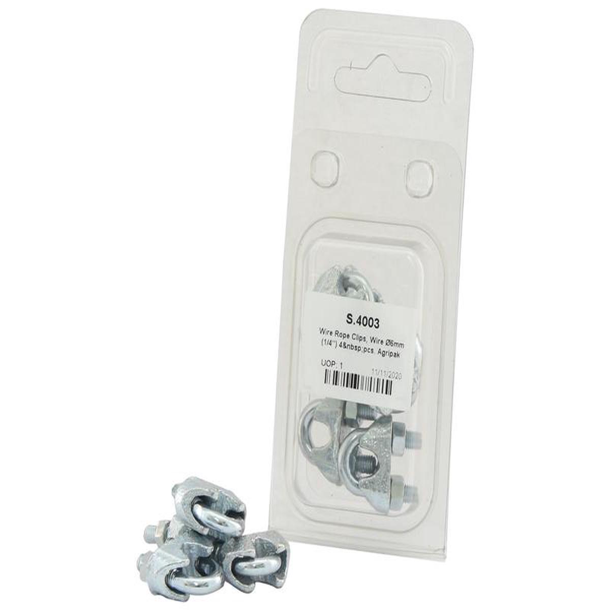Wire Rope Clips 6 MM Durable Zinc-Plated Set of 4 - Sparex Part S.4003