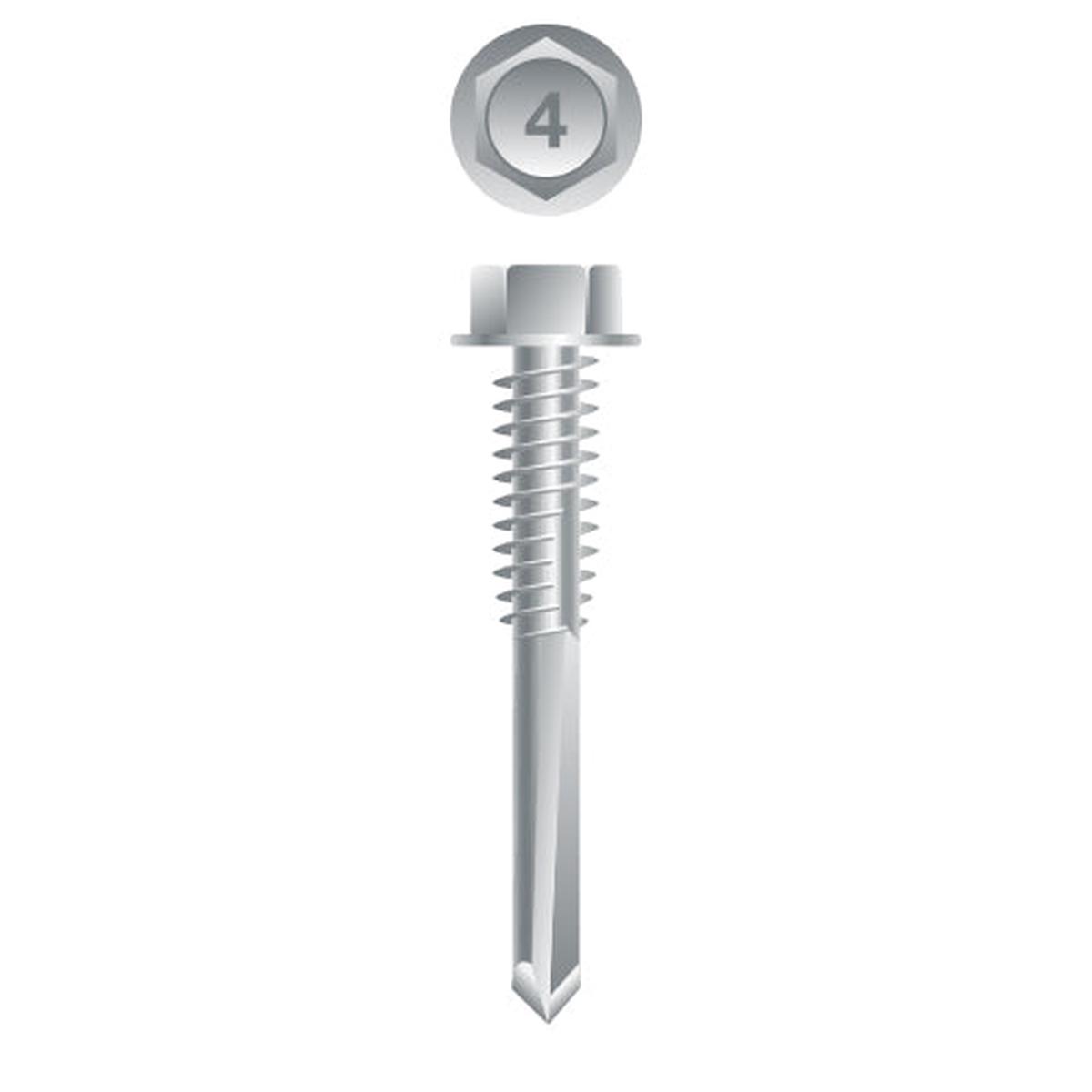 #12 Strong-Point Hex Washer Head 12-24 x 1-1/4, 410 Stainless Steel