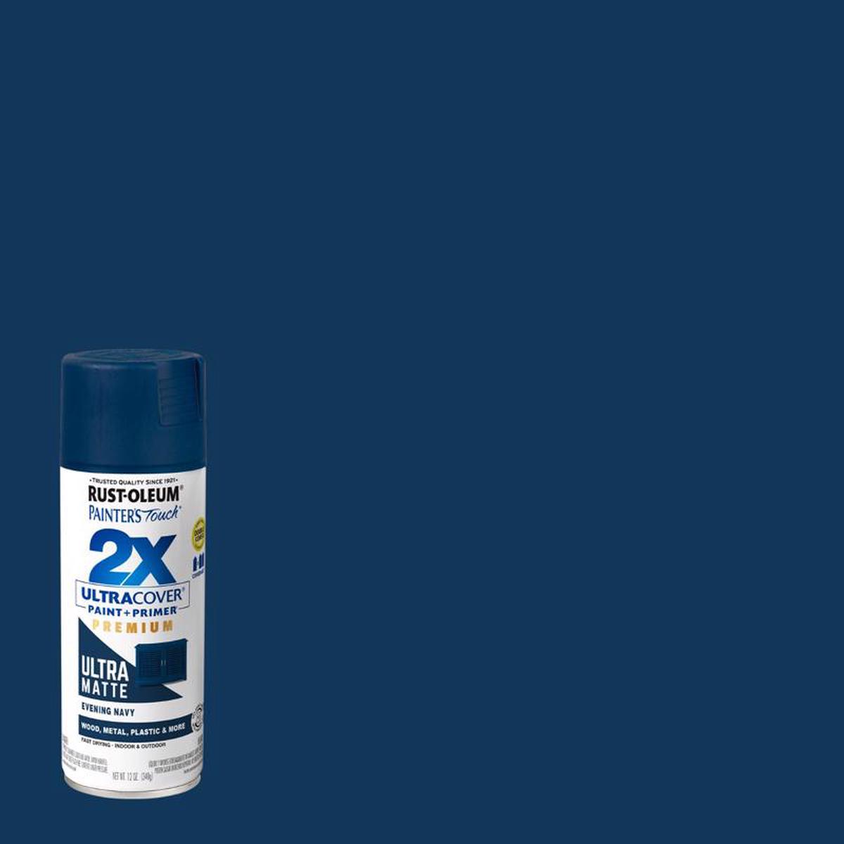 Rust-Oleum Painter's Touch Ultra Matte Evening Navy Paint+Primer Spray Paint 12 oz, Pack of 6