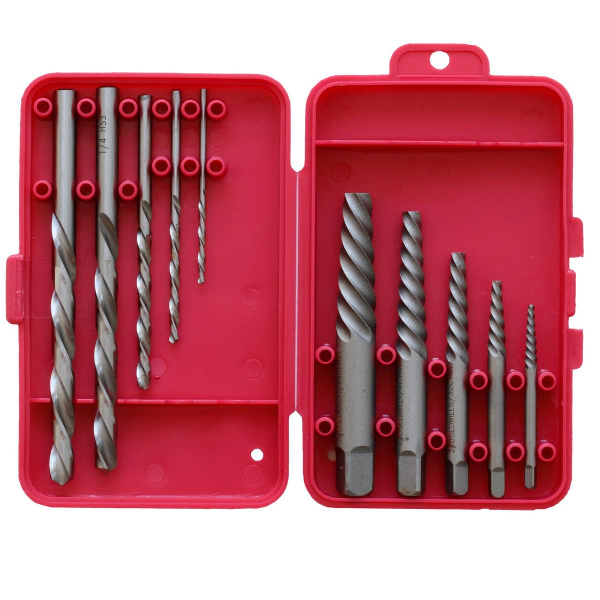 #1-6 Carbon Steel Spiral Flute Screw Extractor Set with Drills