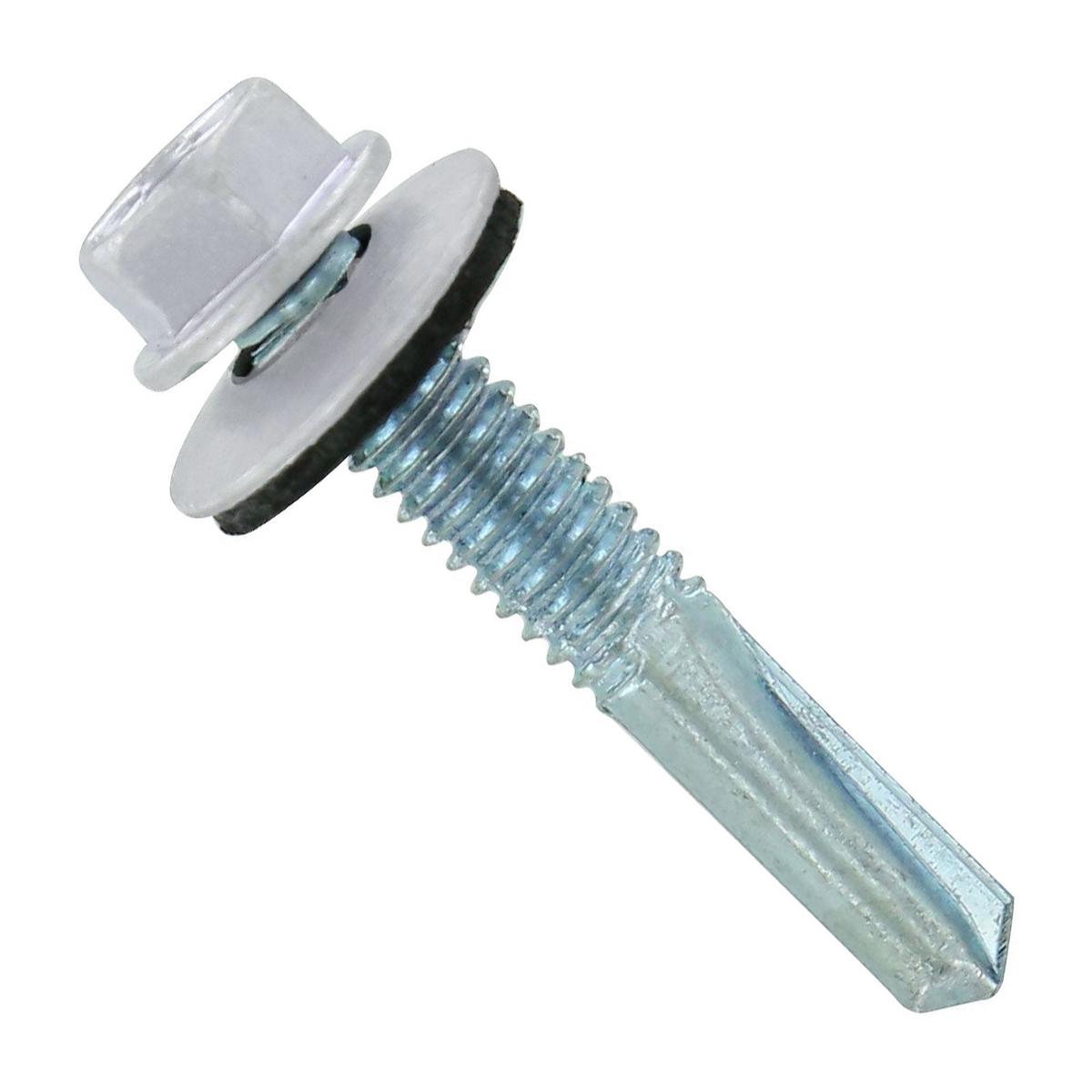ST Fastening #12 x 1-1/4" Self-Drilling HG Steelbinder Metal Roofing Screw, Hex-Washer Head - Polar White, Qty. 250
