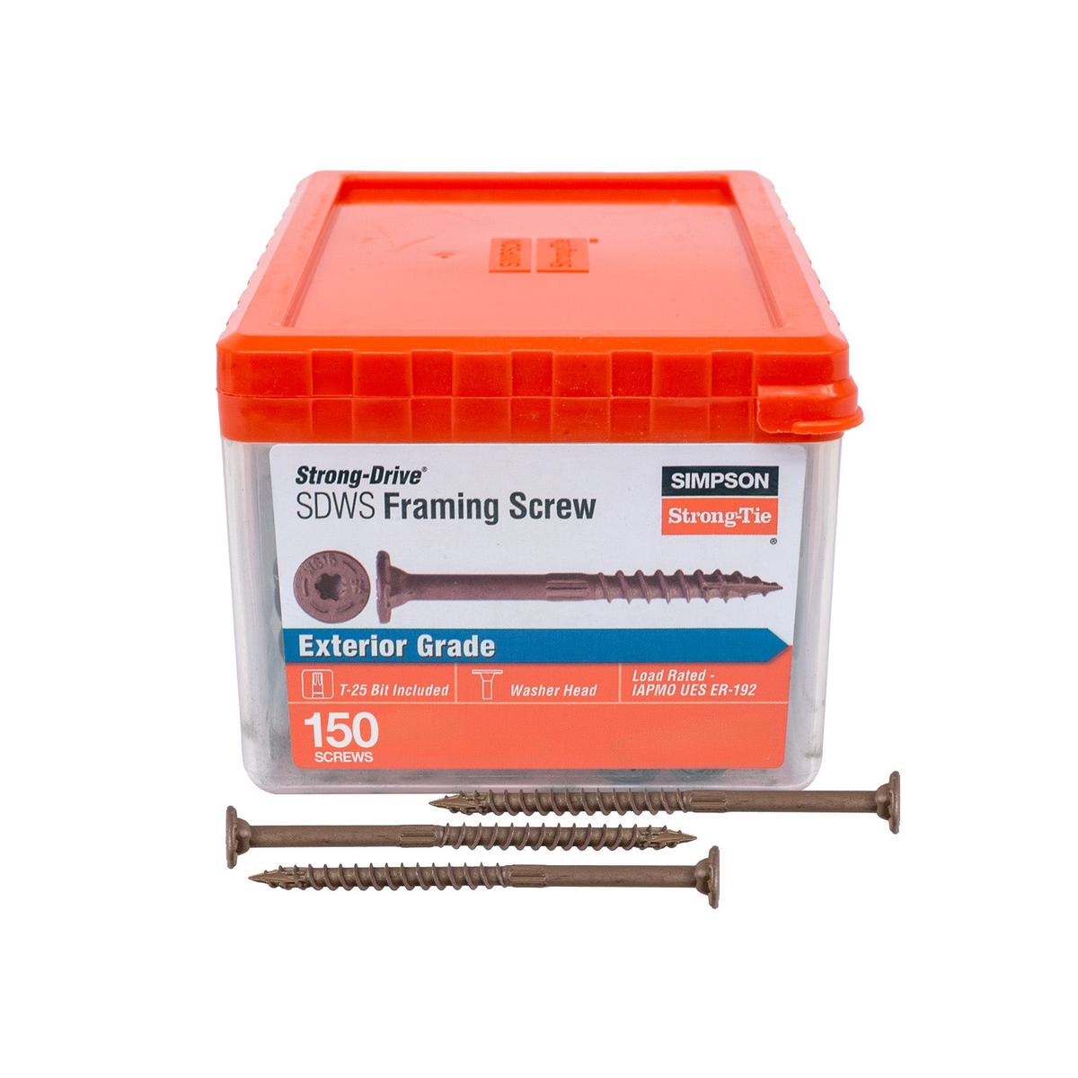 0.160" x 4" Strong-Tie SDWS16400QR150 Framing Screw, Quik Guard Coating, Pkg 150