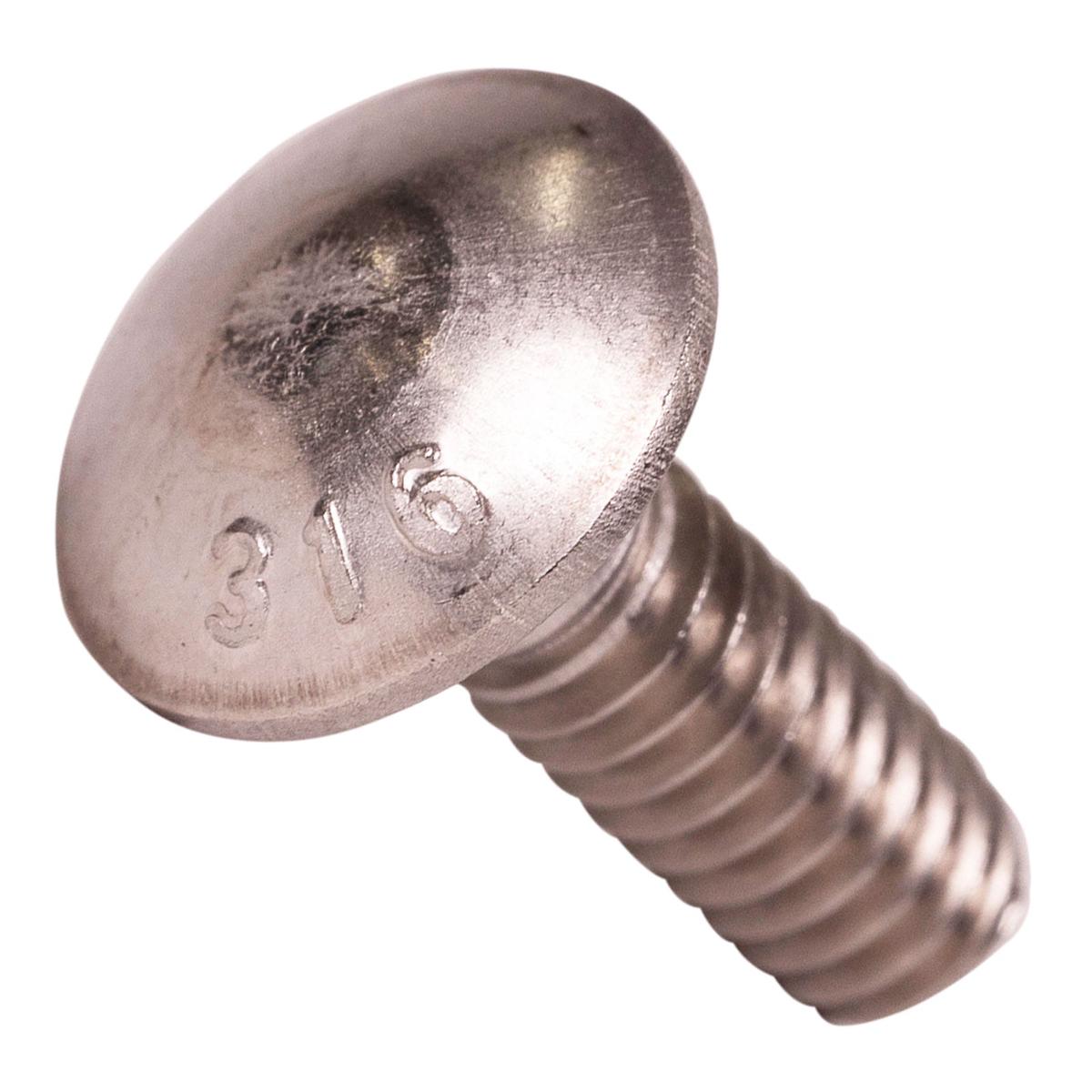 Conquest 1/4" x 3/4" Carriage Bolt - 316 Stainless Steel | Qty. 1,500 (Carton)