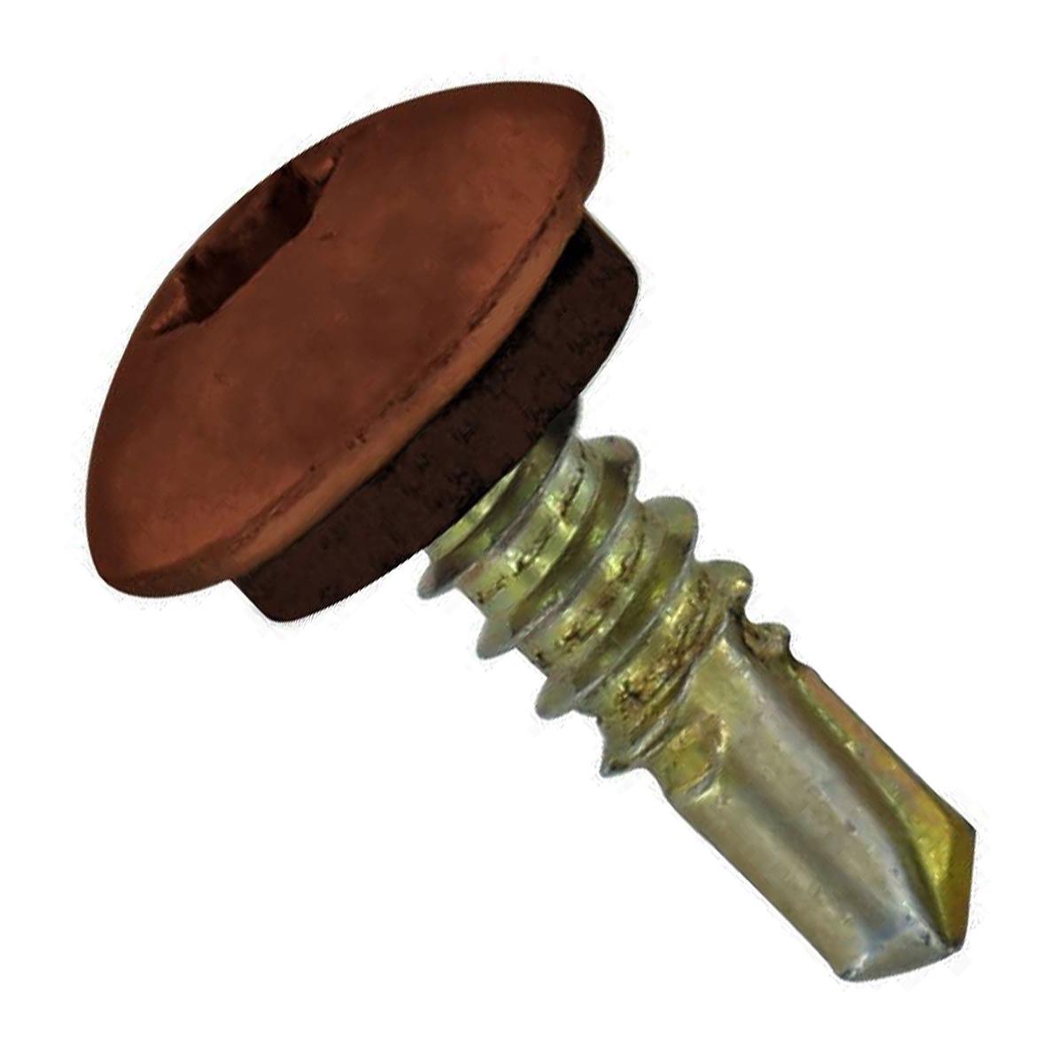 ST Fastening 1/4"-14 x 7/8" Eclipse Steelbinder Metal Roofing Stitch Screw - Brown, Pkg 250