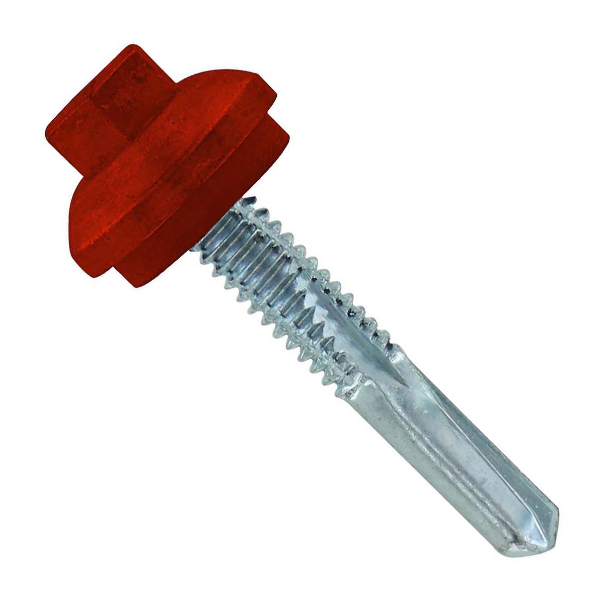 ST Fastening #12 x 1-1/4" Self-Drilling ZXL HG Steelbinder Metal Roofing Screw, Hex Cupped Washer Head - Rustic Red | Qty. 96,000 (Pallet)