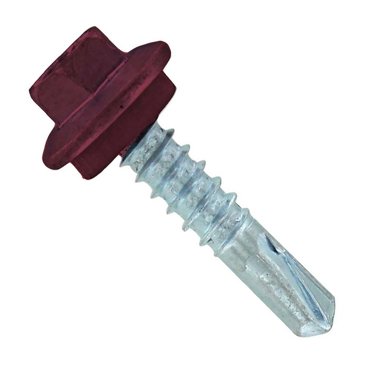 ST Fastening #12 X 1" Self-Drilling Maxx Steelbinder Metal Roofing Screw, Hex-Washer Head - Burgundy | Qty. 2,500 (Carton)