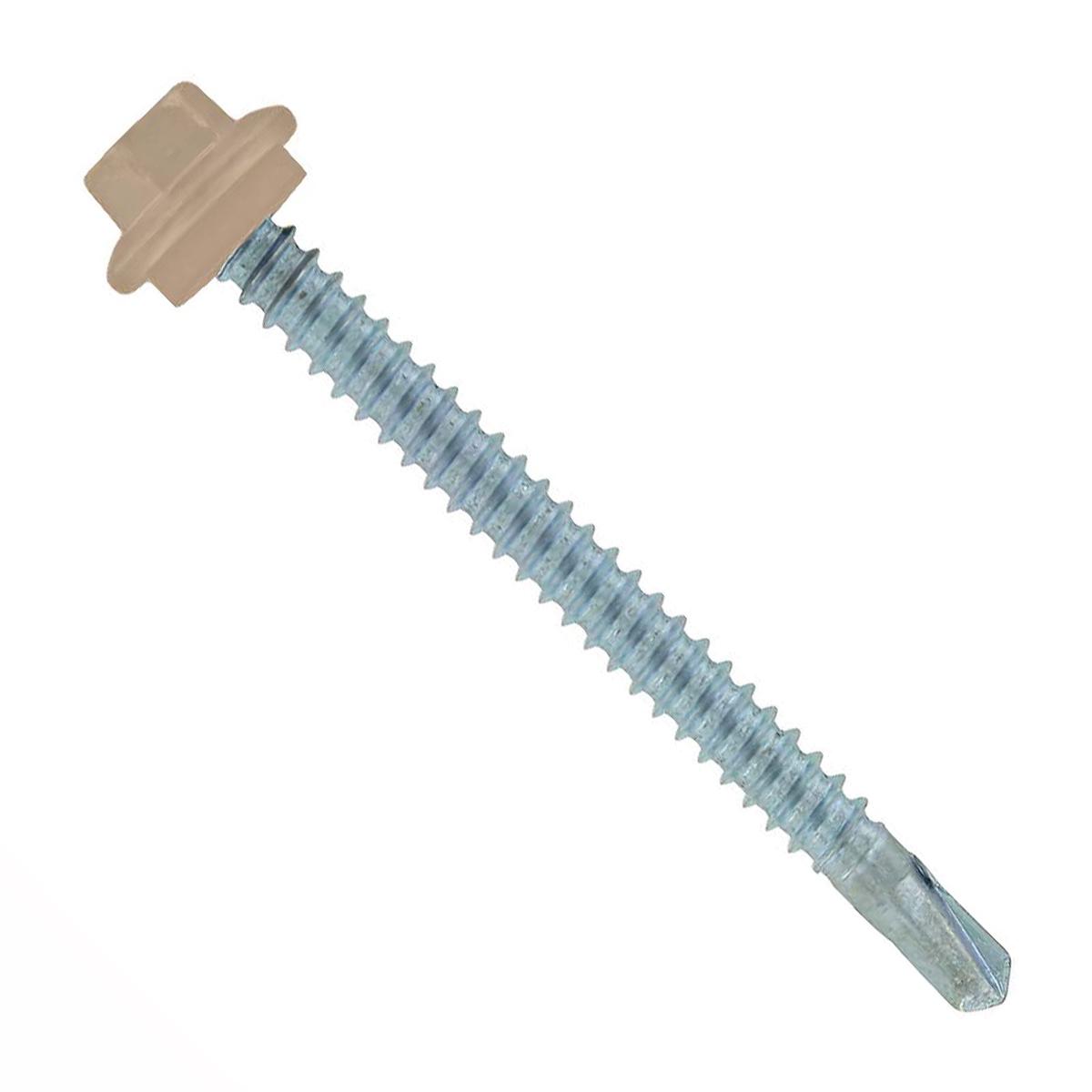 ST Fastening #12 x 2-1/2" Self-Drilling Maxx Steelbinder Metal Roofing Screw, Hex Washer Head - Tan, Qty. 250