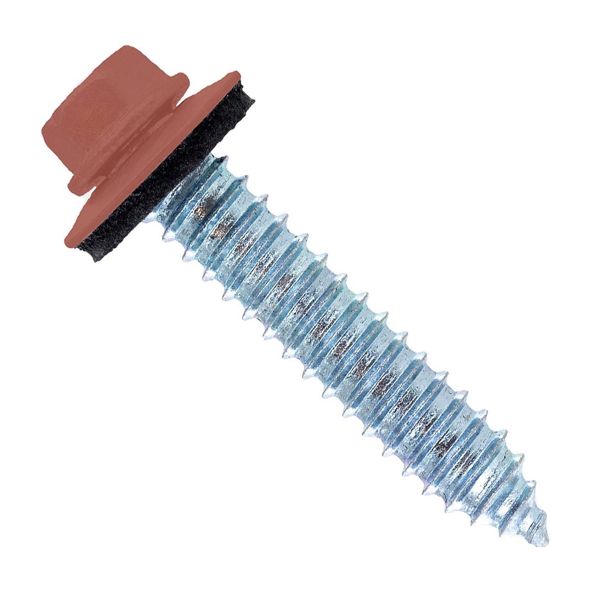 ST Fastening #17 x 1-1/2" Tapping Steelbinder Metal Roofing Screw, Hex-Washer Head - Rustic Red | Qty. 1,500 (Carton)
