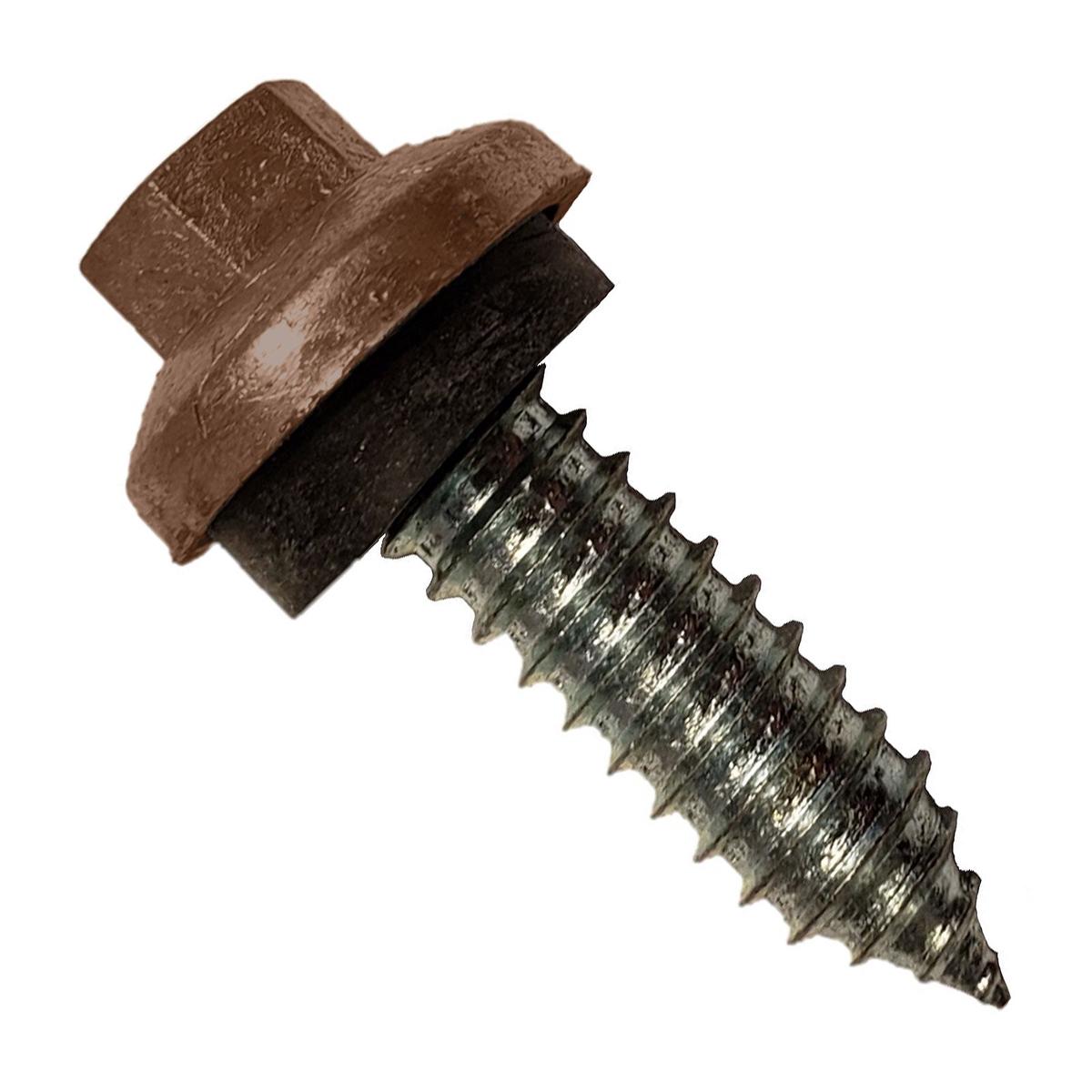 ST Fastening #17 x 1" ZXL Tapping Steelbinder Metal Roofing Stitch Screw - Brown - Pkg 250