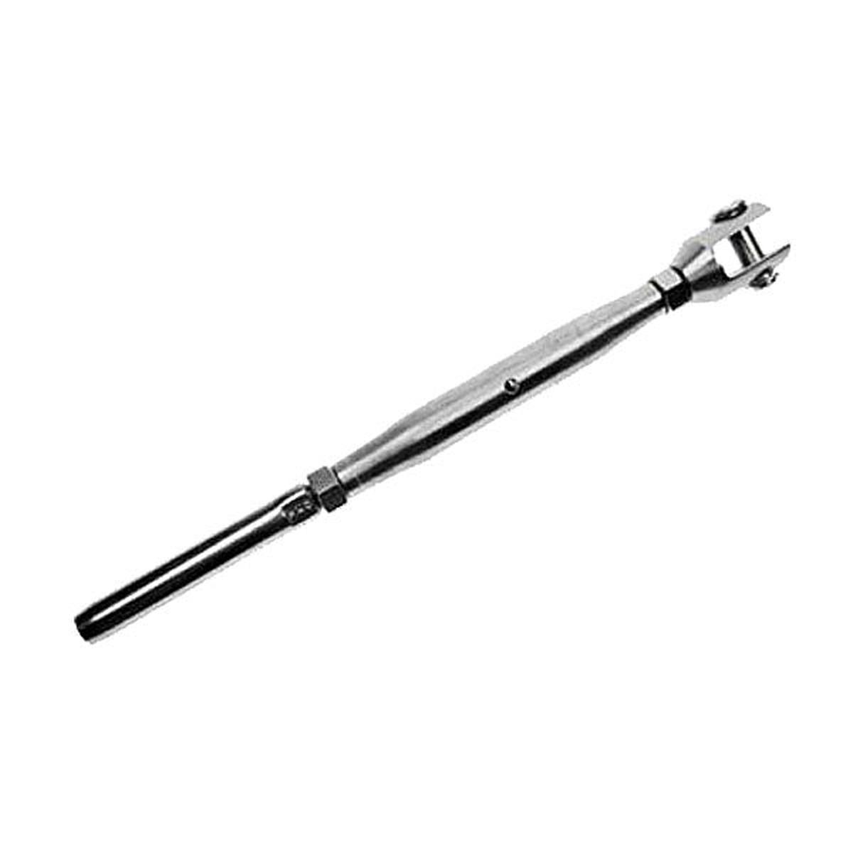 5/16" x 4-3/16" Machined Fork/Swage Stud Stainless Steel Turnbuckle | 1/4" Cable