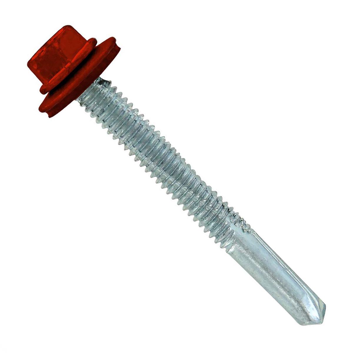 ST Fastening #12-24 x 2" HG Steelbinder Self-Drilling Metal Roofing Screw - Rustic Red, Pkg 250