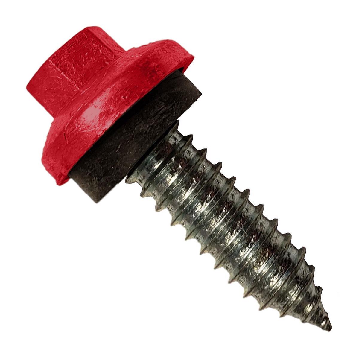 ST Fastening #17 x 1" Tapping ZXL Steelbinder Metal Roofing Stitch Screw, Hex-Washer Head - Crimson | Qty. 2,500 (Carton)