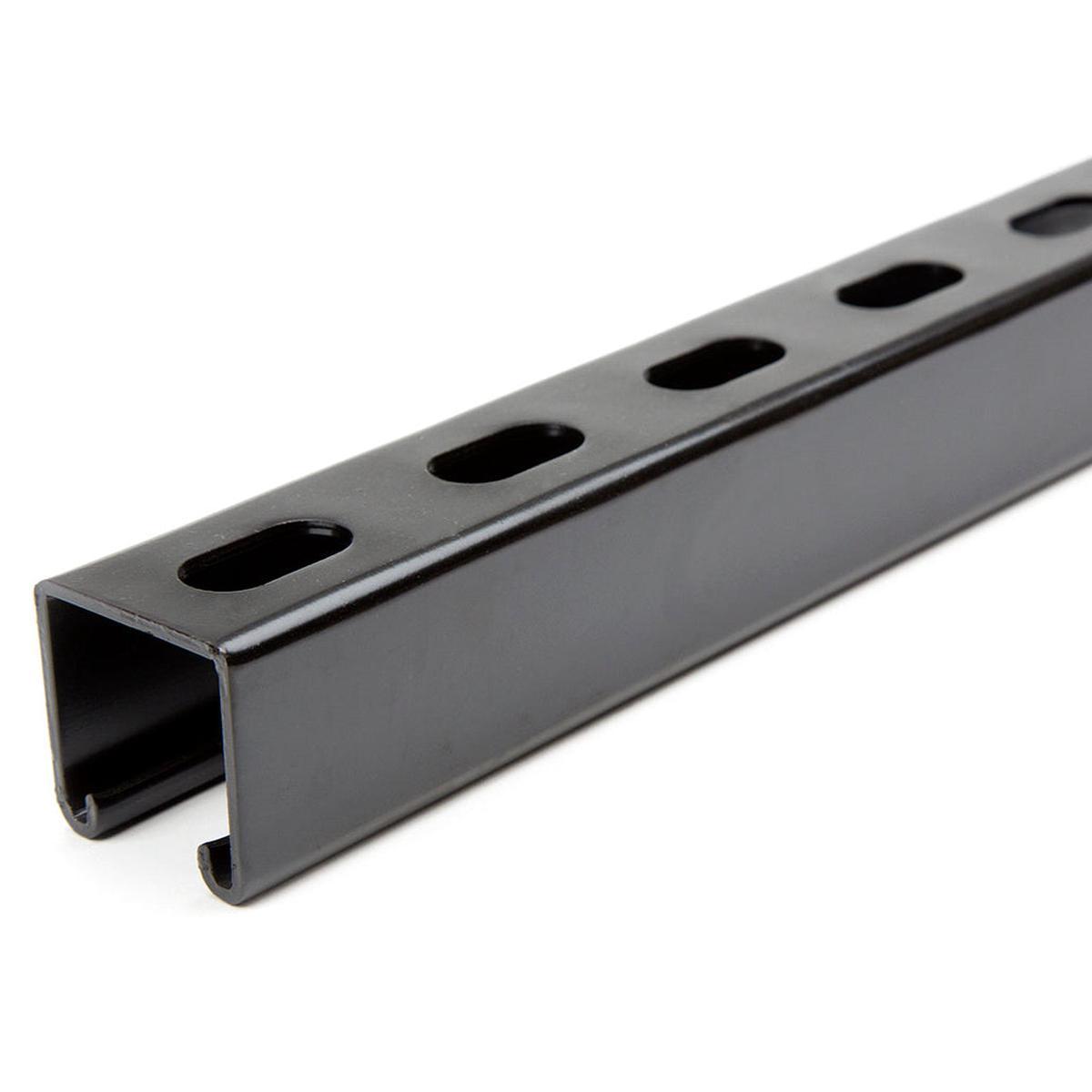1-5/8" x 1-5/8" Short Slotted Strut Channel 1 ft. - Black E-Coat/Paint
