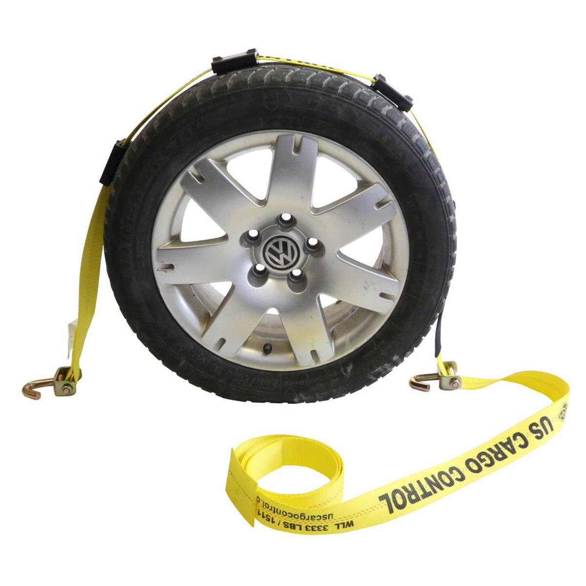 2" x 14' OEM Replacement Wheel Strap with 2 Swivel J Hooks and 3 Adjustable Rubber Cleats