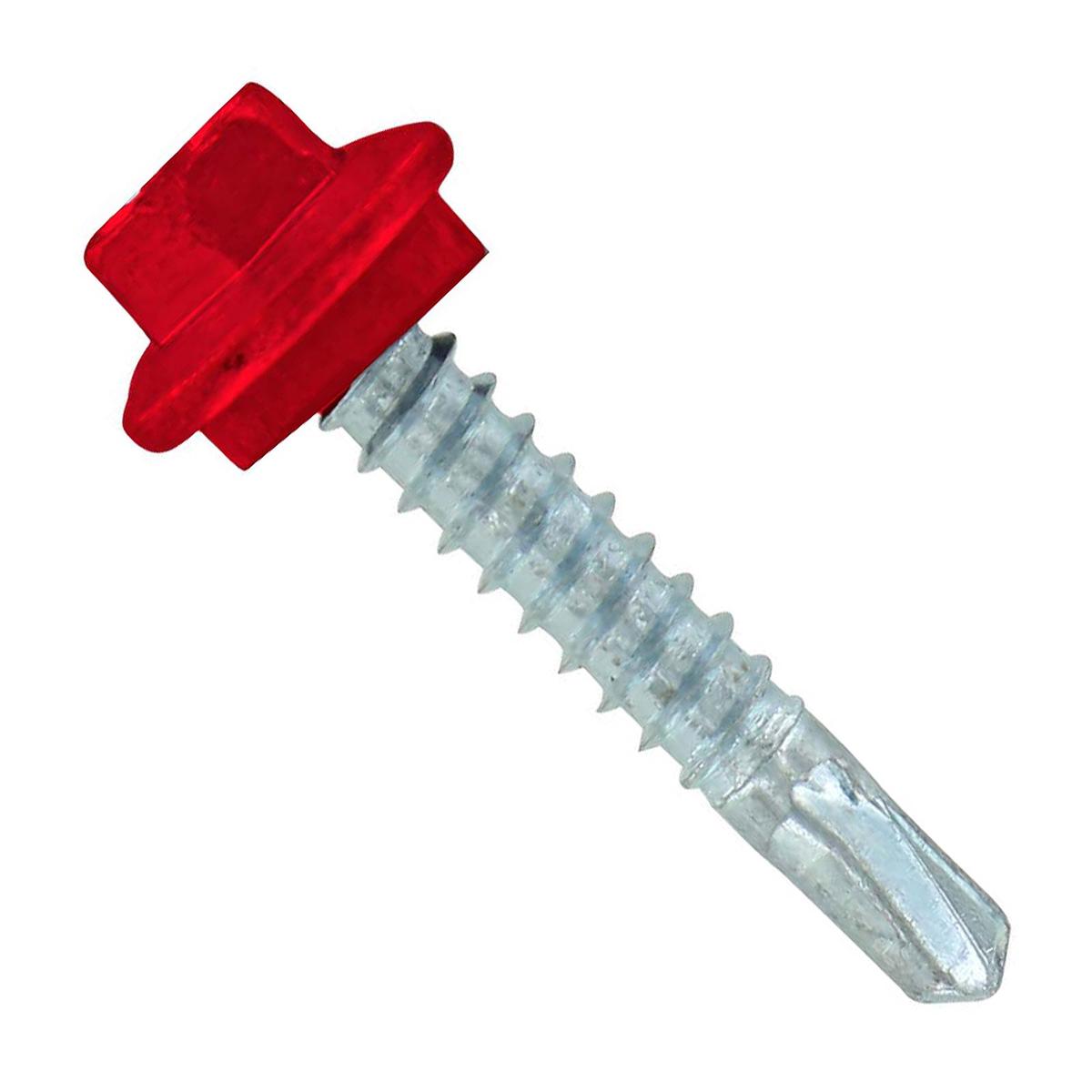 ST Fastening #12 X 1-1/4" Self-Drilling Maxx Steelbinder Metal Roofing Screw, Hex-Washer Head - Crimson,Qty. 2,500 (Carton)