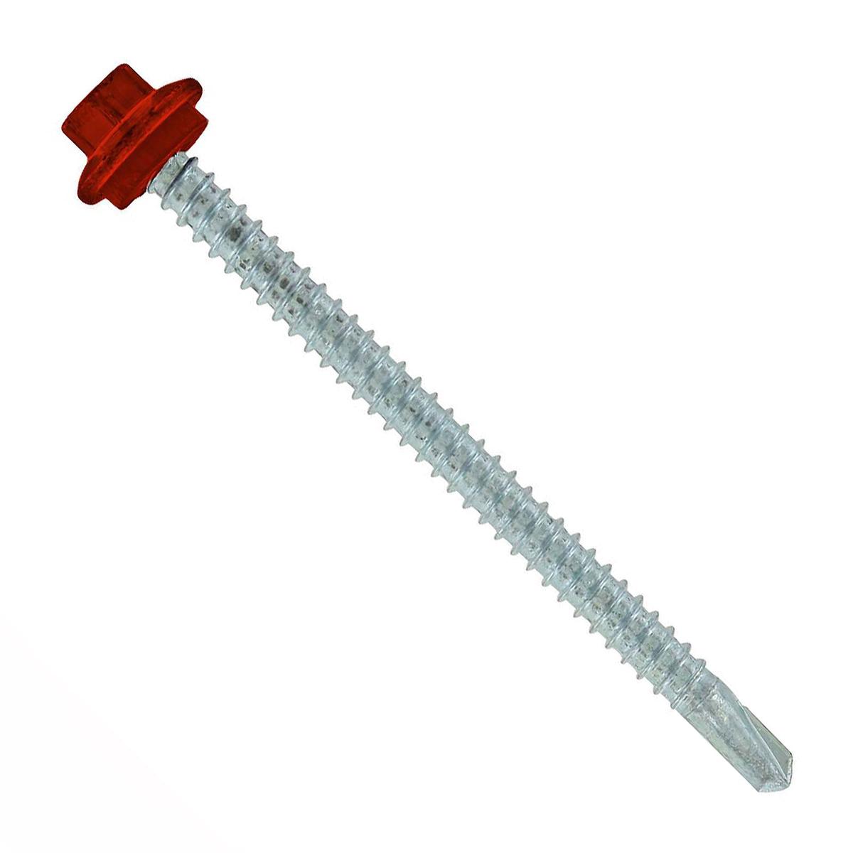 ST Fastening 12 x 3" Self-Drilling Maxx Steelbinder Metal Roofing Screw, Hex Washer Head - Rustic Red, Qty. 250