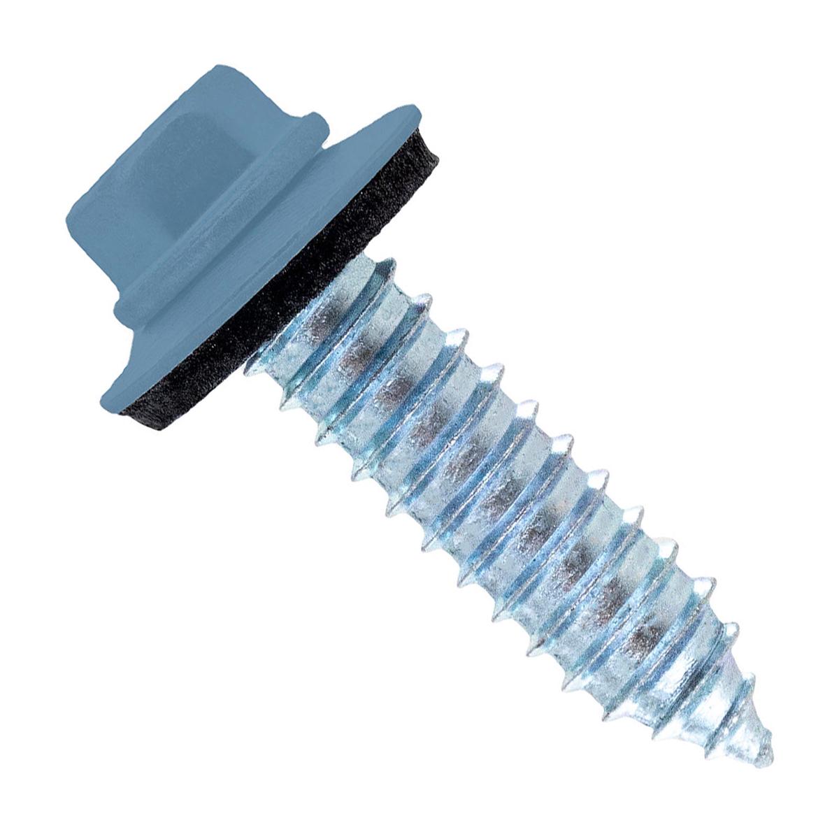 ST Fastening #17 x 1" Tapping Steelbinder Metal Roofing Screw, Hex-Washer Head - Hawaiian Blue | Qty. 2,500 (Carton)