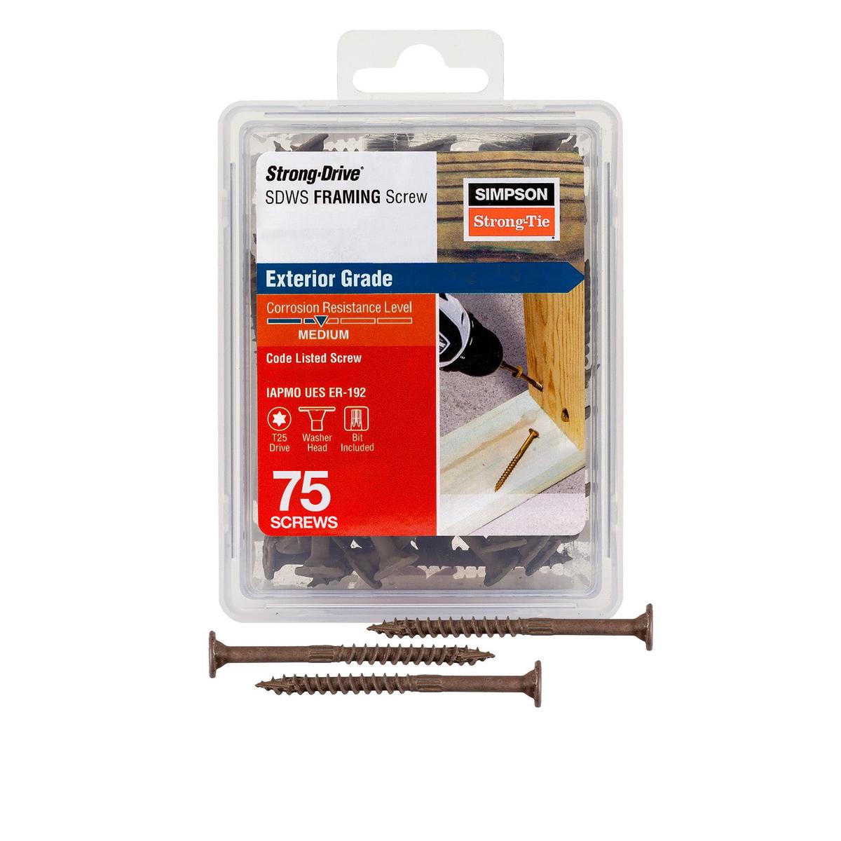 0.160" x 3" Strong-Tie SDWS16300QR75 Framing Screws, Pkg 75