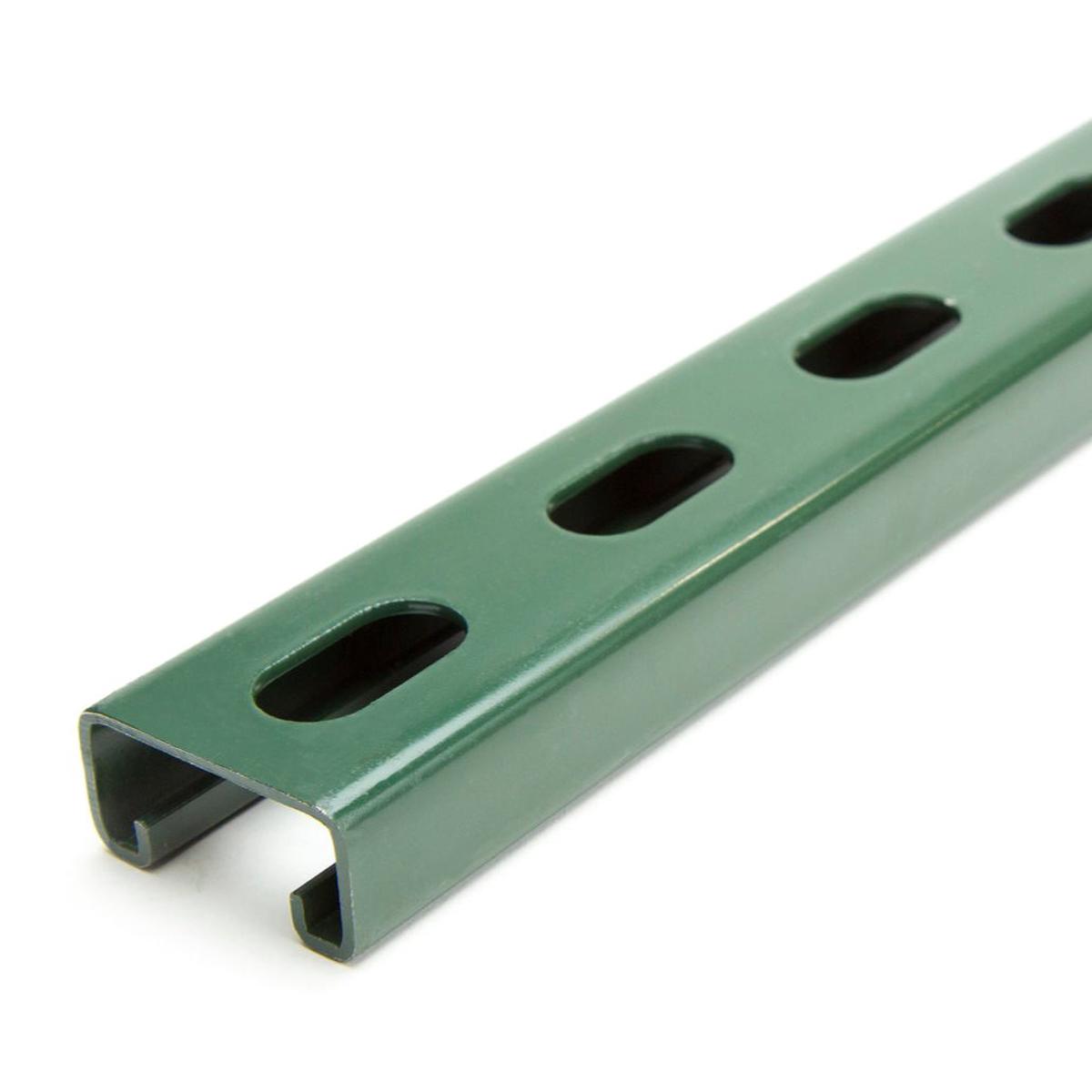 1-5/8" x 13/16" Strut Channel with Short Slots 1 ft. - Green Powder Coat/Paint