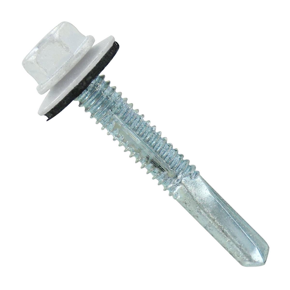 ST Fastening #12 x 1-1/2" Self-Drilling HG Steelbinder Metal Roofing Screw, Hex-Washer Head - Polar White | Qty. 2,000 (Carton)