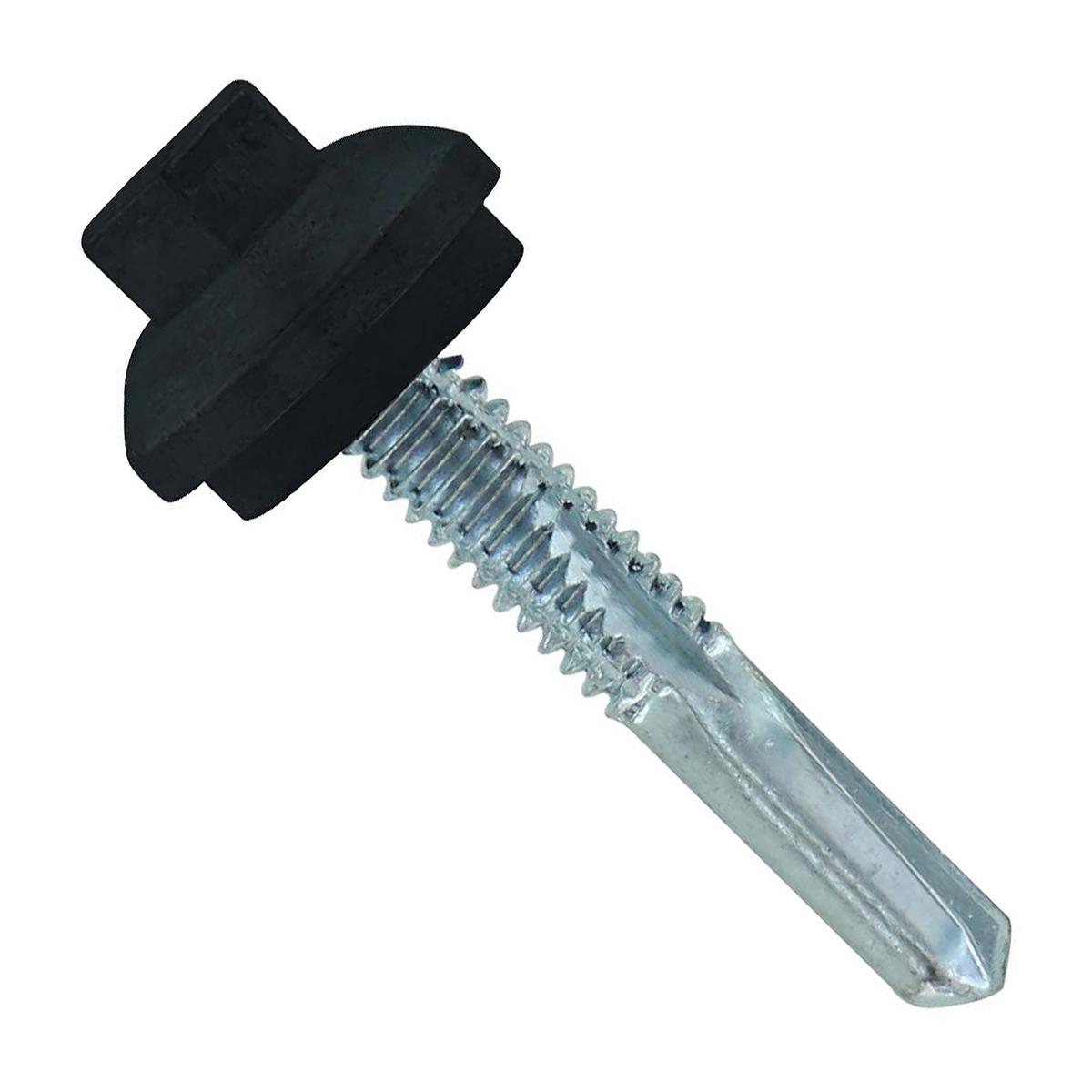 ST Fastening #12 x 1-1/4" Self-Drilling ZXL HG Steelbinder Metal Roofing Screw, Hex Cupped Washer Head - Black | Qty. 96,000 (Pallet)
