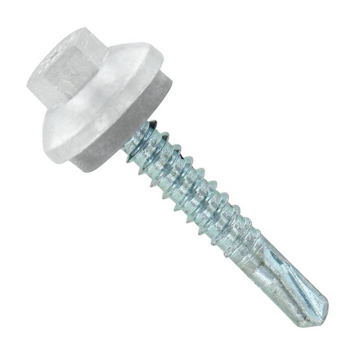 ST Fastening #12 x 1-1/4" ZXL Steelbinder Self-Drilling Metal Roofing Screw - Polar White, Pkg 250