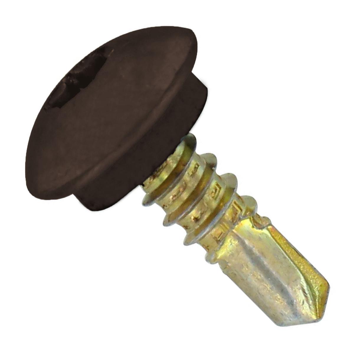 ST Fastening #12 x 3/4" Self-Drilling Eclipse Steelbinder Metal Roofing Screw, Star Truss Head - Koko Brown | Qty. 2,500 (Carton)