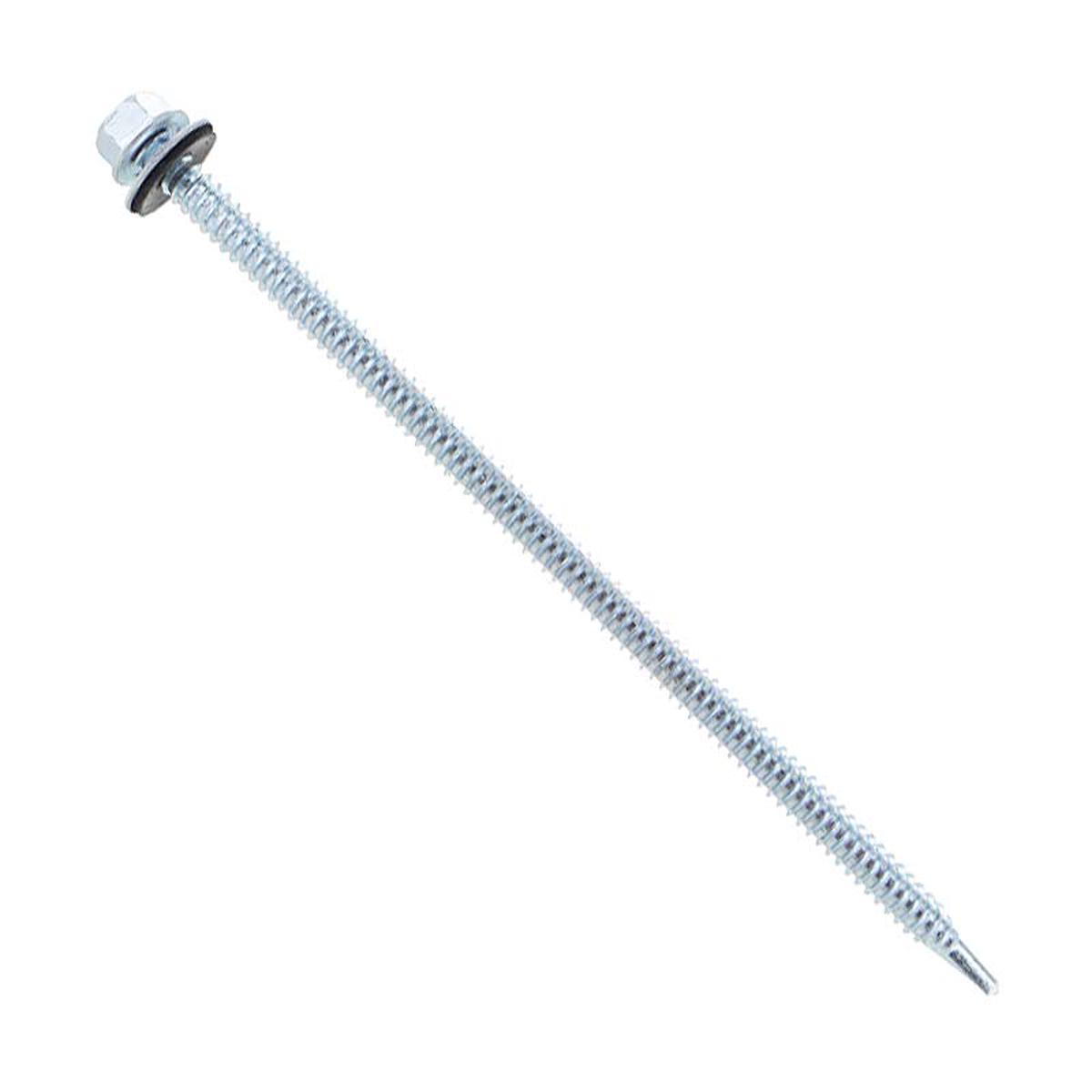 ST Fastening 1/4 x 5" Self-Drilling HWH Steelbinder Metal Roofing Screw with Washer, Hex Washer Head - Electro-Galvanized, Qty. 250