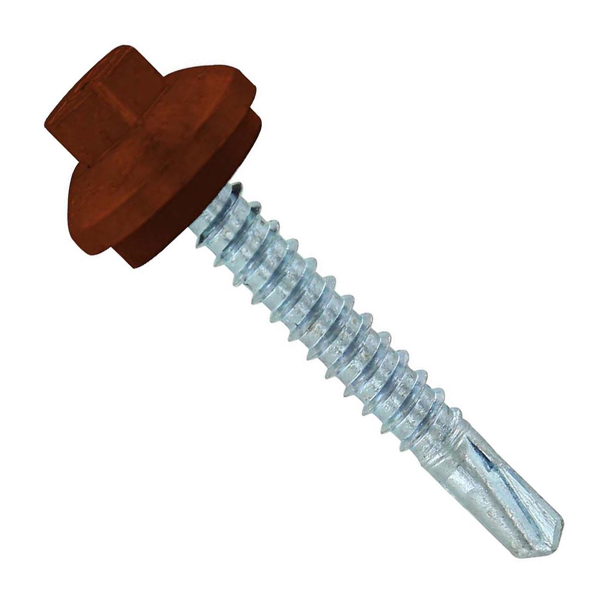 ST Fastening #12 x 1-1/2" ZXL Steelbinder Self-Drilling Metal Roofing Screw - Brown, Pkg 250