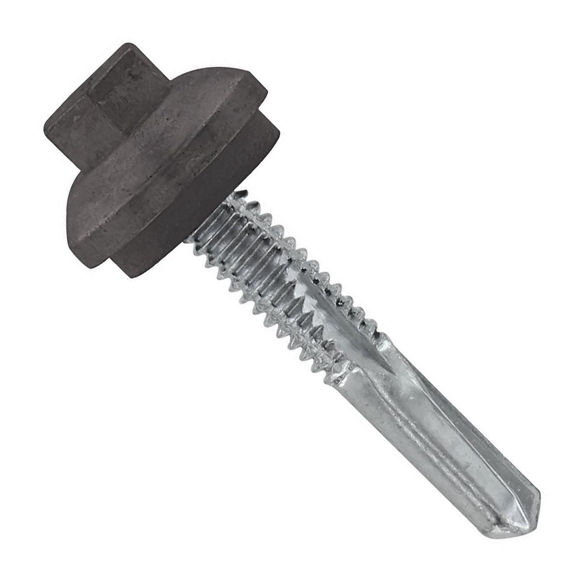 ST Fastening #12 x 1-1/4" Self-Drilling ZXL HG Steelbinder Metal Roofing Screw, Hex Cupped Washer Head - Charcoal Gray | Qty. 2,000 (Carton)