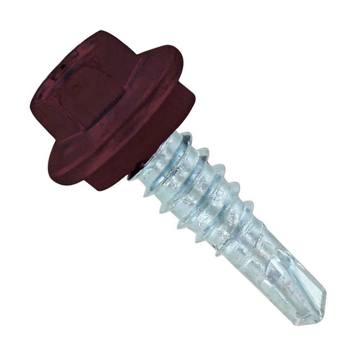 ST Fastening #14 X 7/8" Self-Drilling Maxx Steelbinder Metal Roofing Screw - Burgundy | Qty. 120,000 (Pallet)