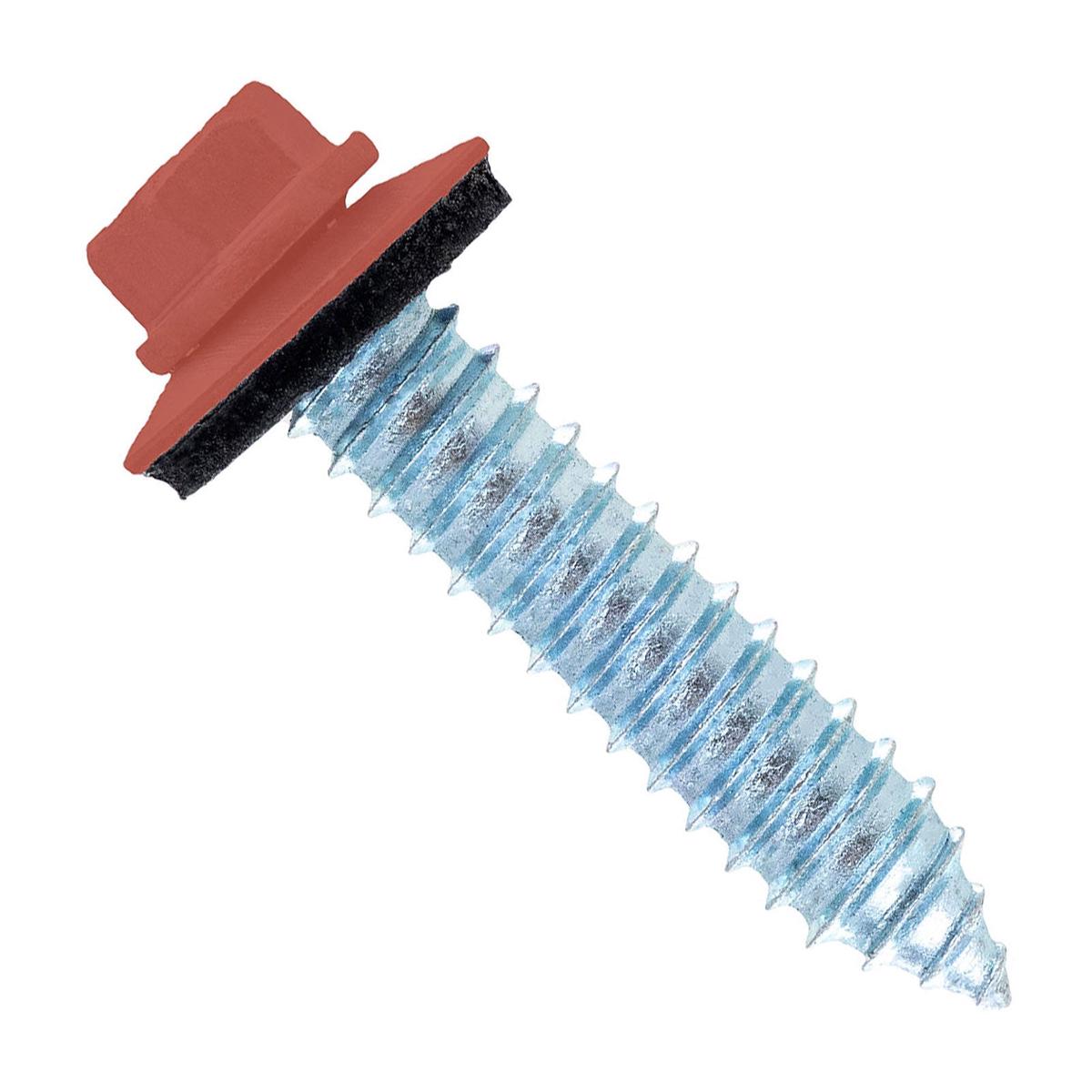 ST Fastening #17 x 1-1/4" Tapping Steelbinder Metal Roofing Screw, Hex-Washer Head - Crimson | Qty. 2,000 (Carton)