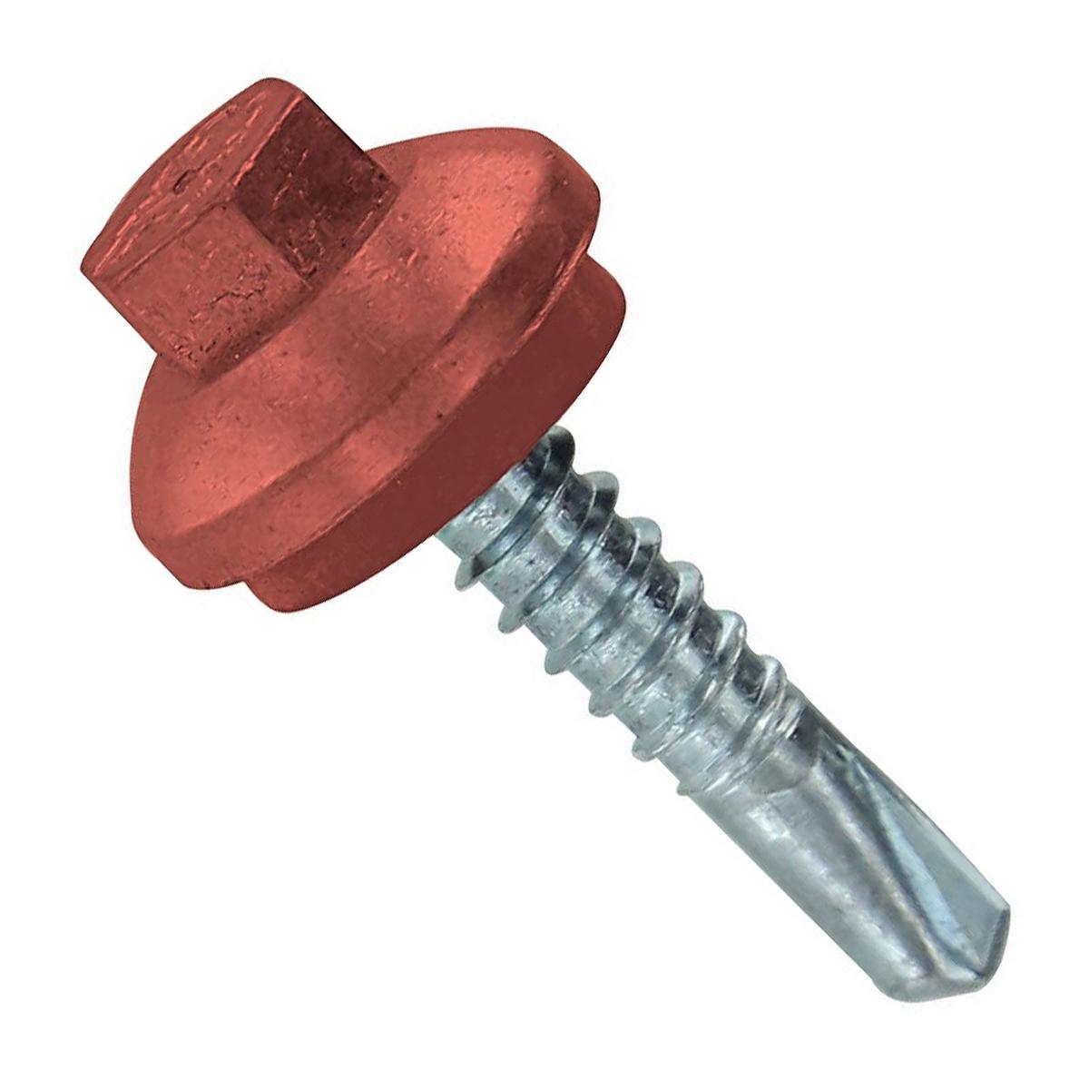 ST Fastening #12 x 1" Self-Drilling ZXL Steelbinder Metal Roofing Screw, Hex-Washer Head - Copper, Qty. 250