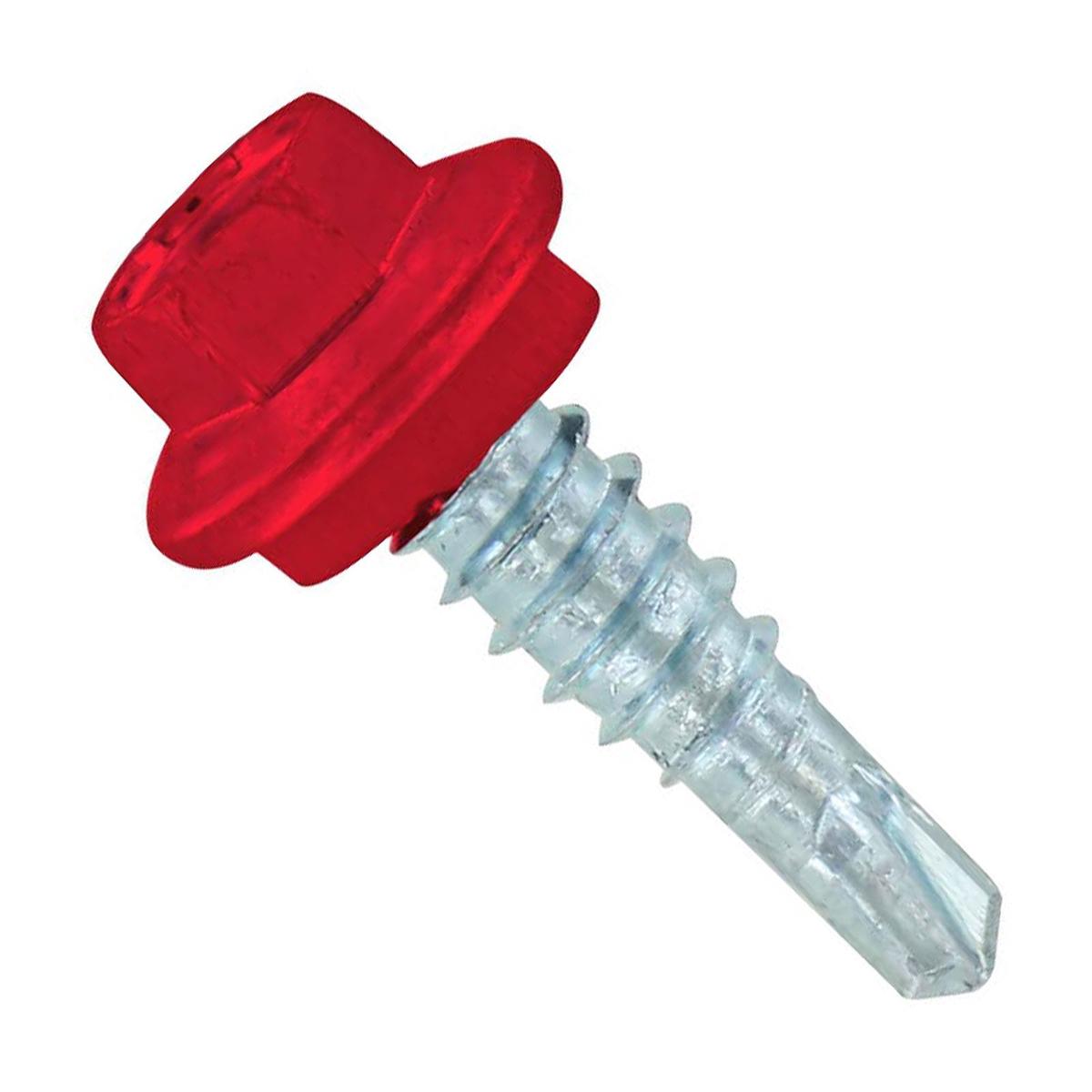 ST Fastening #14 X 7/8" Self-Drilling Maxx Steelbinder Metal Roofing Screw, Hex-Washer Head - Crimson | Qty. 2,500 (Carton)