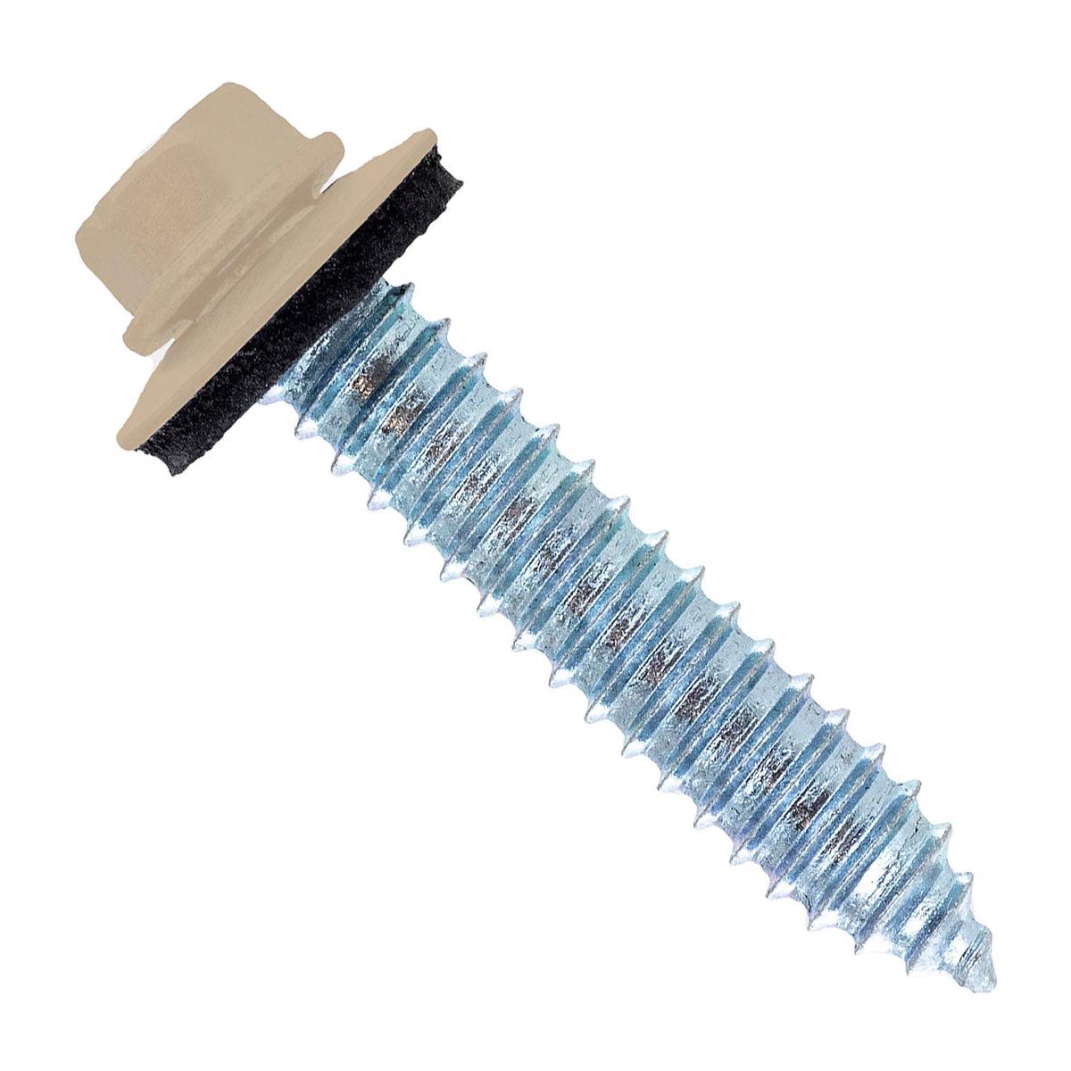 ST Fastening #17 x 1-1/2" Tapping Steelbinder Metal Roofing Screw, Hex-Washer Head - Tan | Qty. 1,500 (Carton)