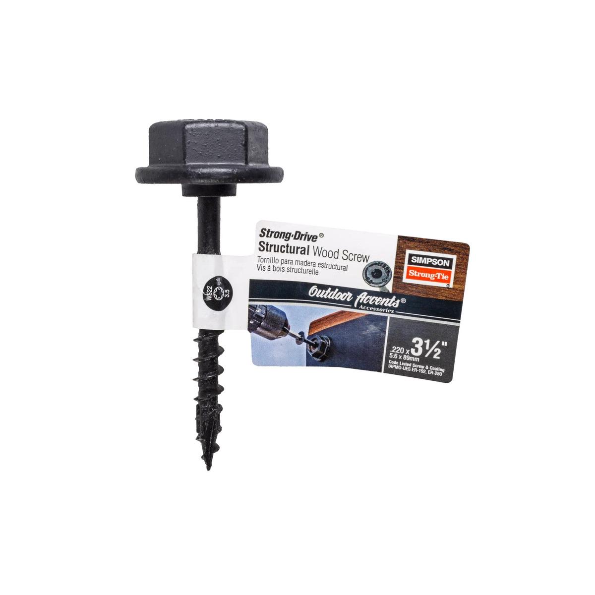 0.220" x 3-1/2" Strong-Tie SDWS22312DBBRN1 Structural Screw T40 Star - Double Barrier Black Coating, Pkg 1
