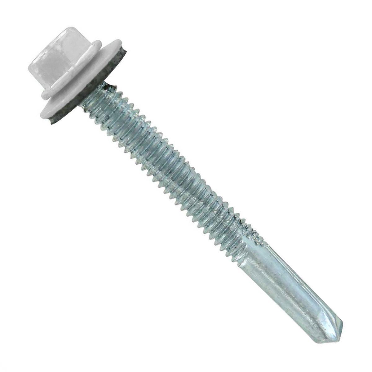 ST Fastening #12-24 x 2" HG Steelbinder Self-Drilling Metal Roofing Screw - Alamo White, Pkg 250