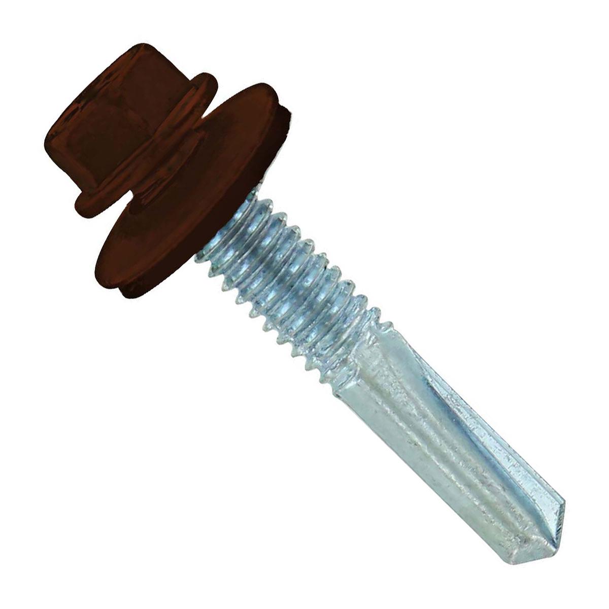 ST Fastening #12 x 1-1/4" Self-Drilling HG Steelbinder Metal Roofing Screw, Hex-Washer Head - Brown, Qty. 250