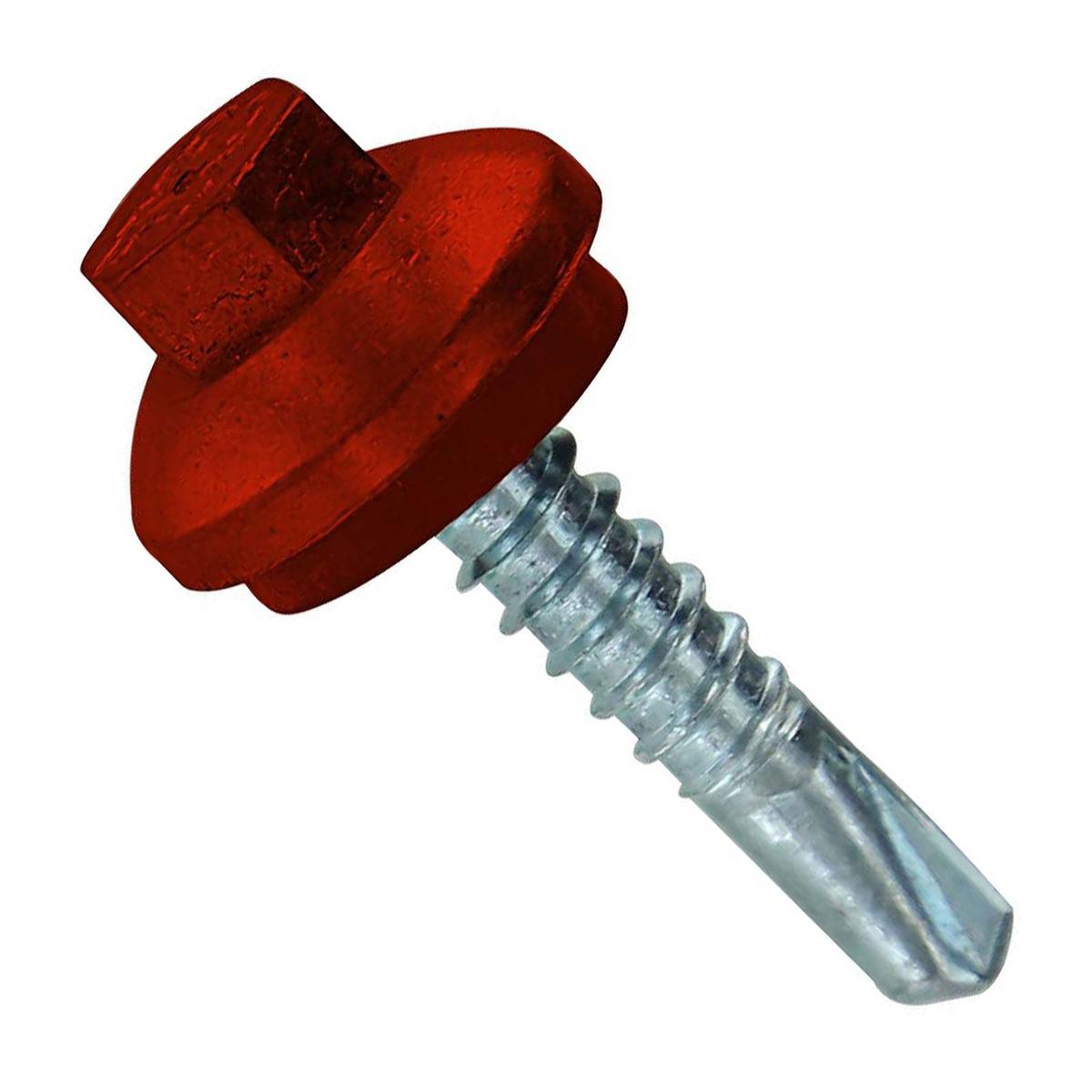 ST Fastening #12 x 1" Self-Drilling ZXL Steelbinder Metal Roofing Screw, Hex-Washer Head - Rustic Red, Qty. 250