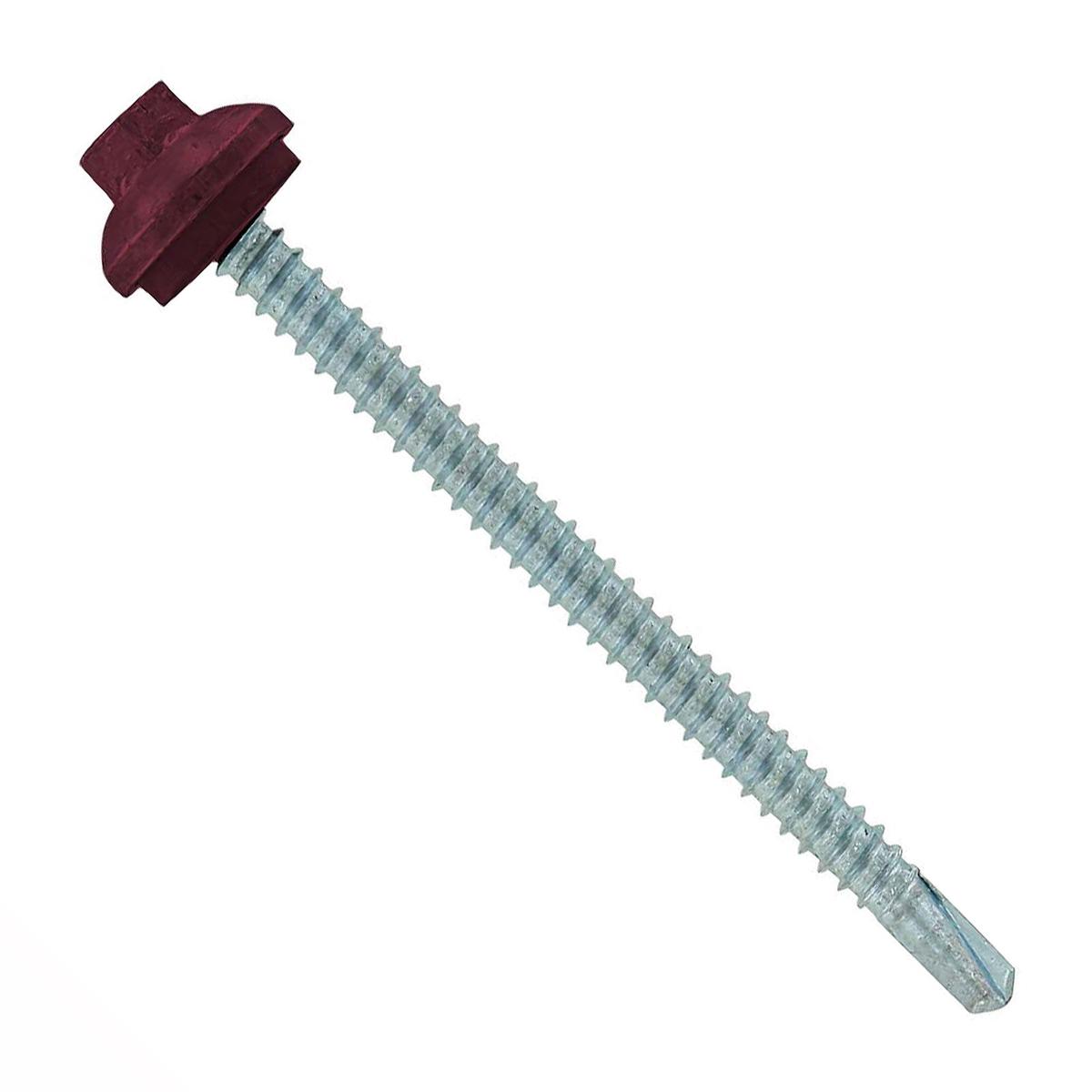 ST Fastening #12 x 3" Self-Drilling ZXL Steelbinder Metal Roofing Screw, Cupped Washer Head - Burgundy | Qty. 1,000 (Carton)