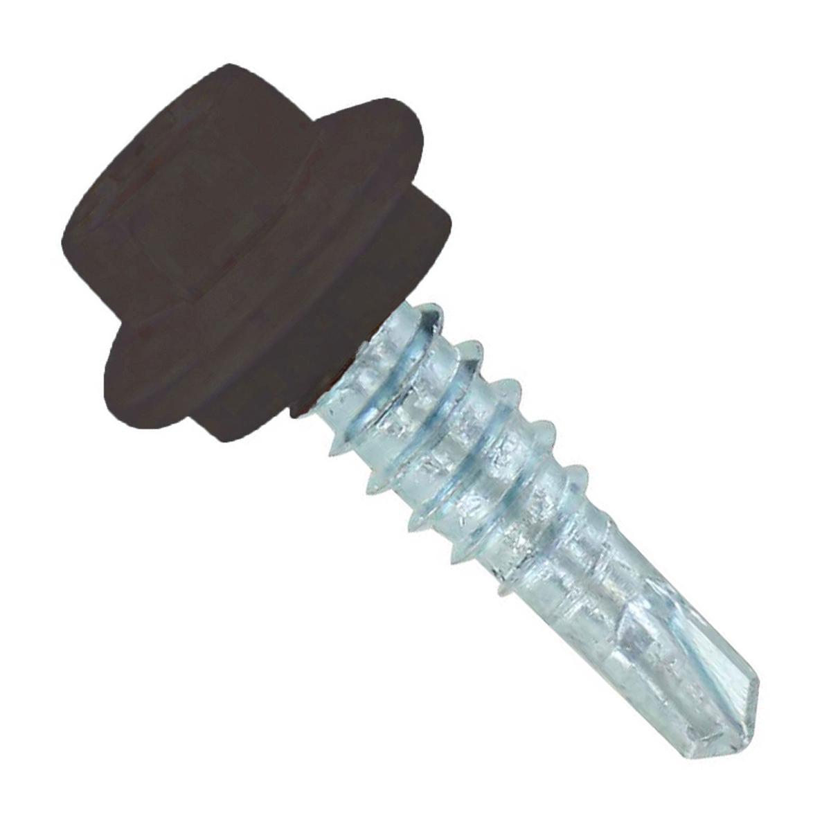 ST Fastening #14 X 7/8" Self-Drilling Maxx Steelbinder Metal Roofing Screw, Hex-Washer Head - Koko Brown, Qty. 250