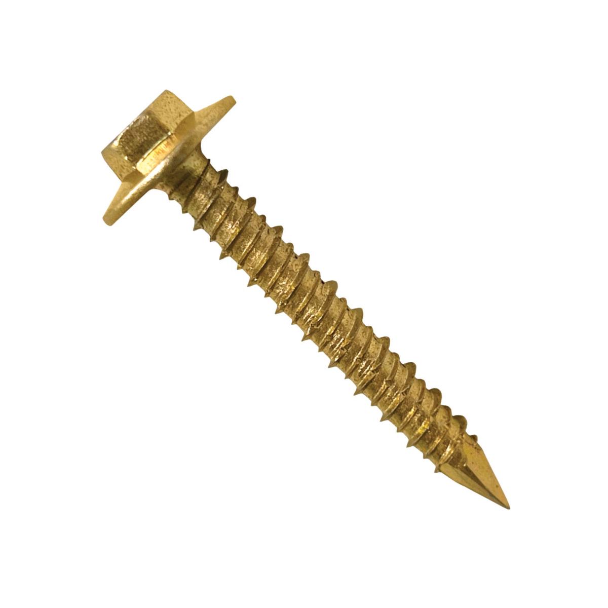 1/4"-15 x 1-3/4" Daggerz Hex Flange Head Concrete Screw - Zinc, Yellow, Pkg. 2,000