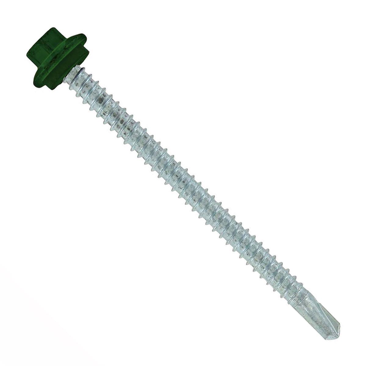 ST Fastening 12 x 3" Self-Drilling Maxx Steelbinder Metal Roofing Screw, Hex Washer Head - Forest Green, Qty. 250