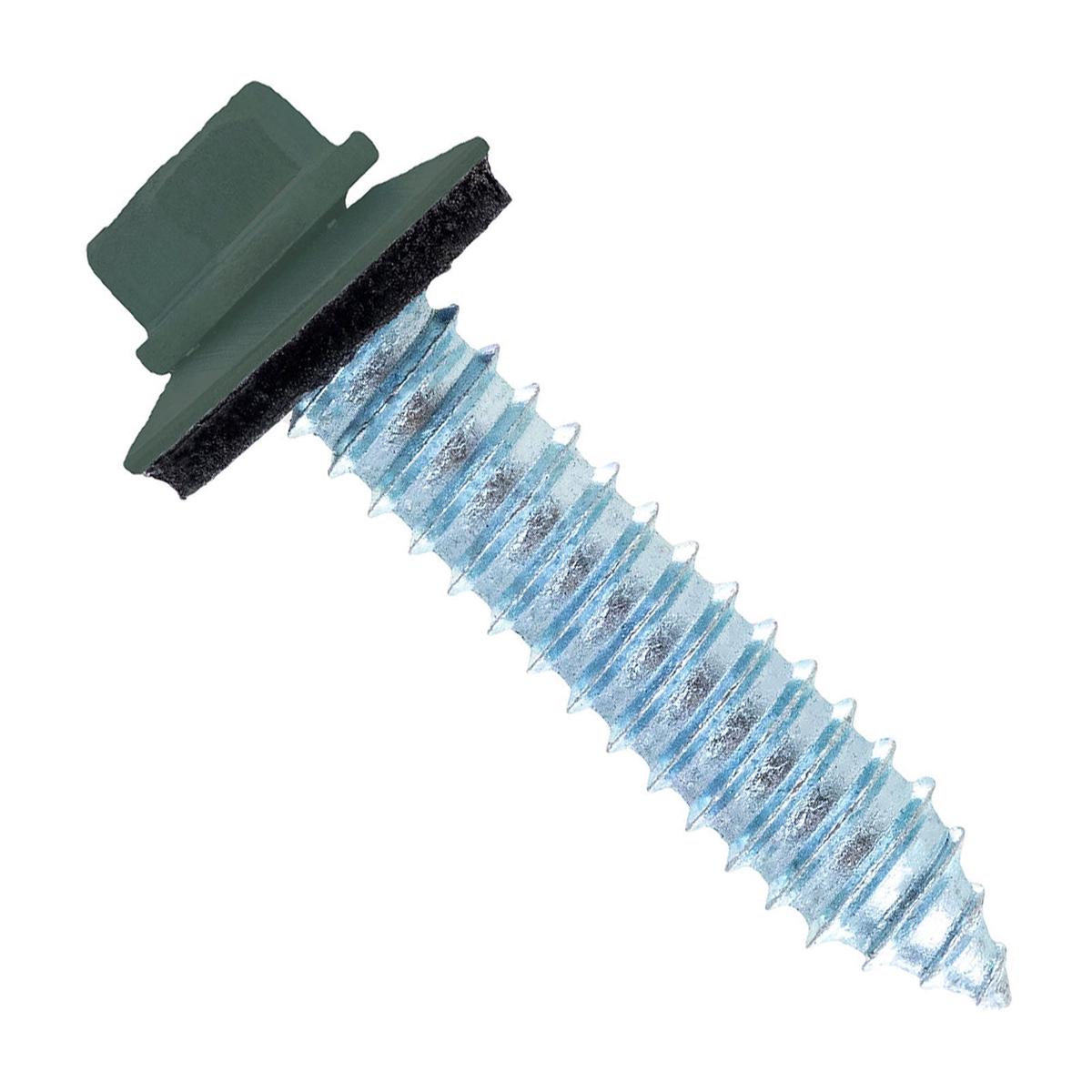 ST Fastening #17 x 1-1/4" Tapping Steelbinder Metal Roofing Screw - Forest Green - Pkg 250