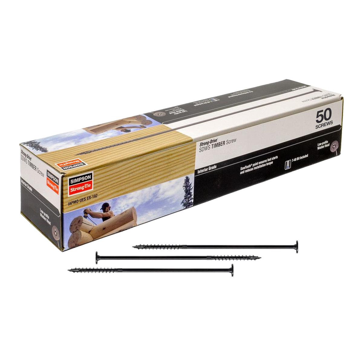 0.195" x 7-1/2" Strong-Tie SDWS19712-R50 Log Screw, E-Coat, Pkg 50