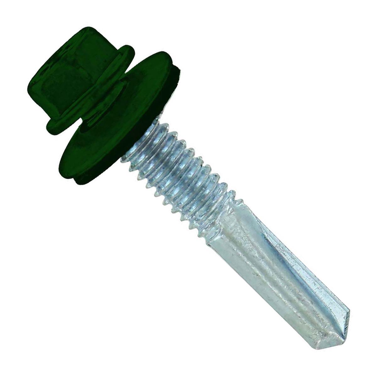 ST Fastening #12 x 1-1/4" Self-Drilling HG Steelbinder Metal Roofing Screw, Hex-Washer Head - Forest Green, Qty. 250