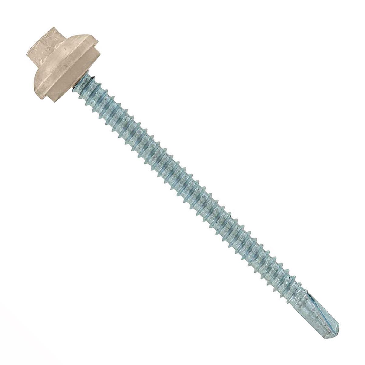 ST Fastening #12 x 3" Self-Drilling ZXL Steelbinder Metal Roofing Screw, Cupped Washer Head - Light Stone | Qty. 1,000 (Carton)