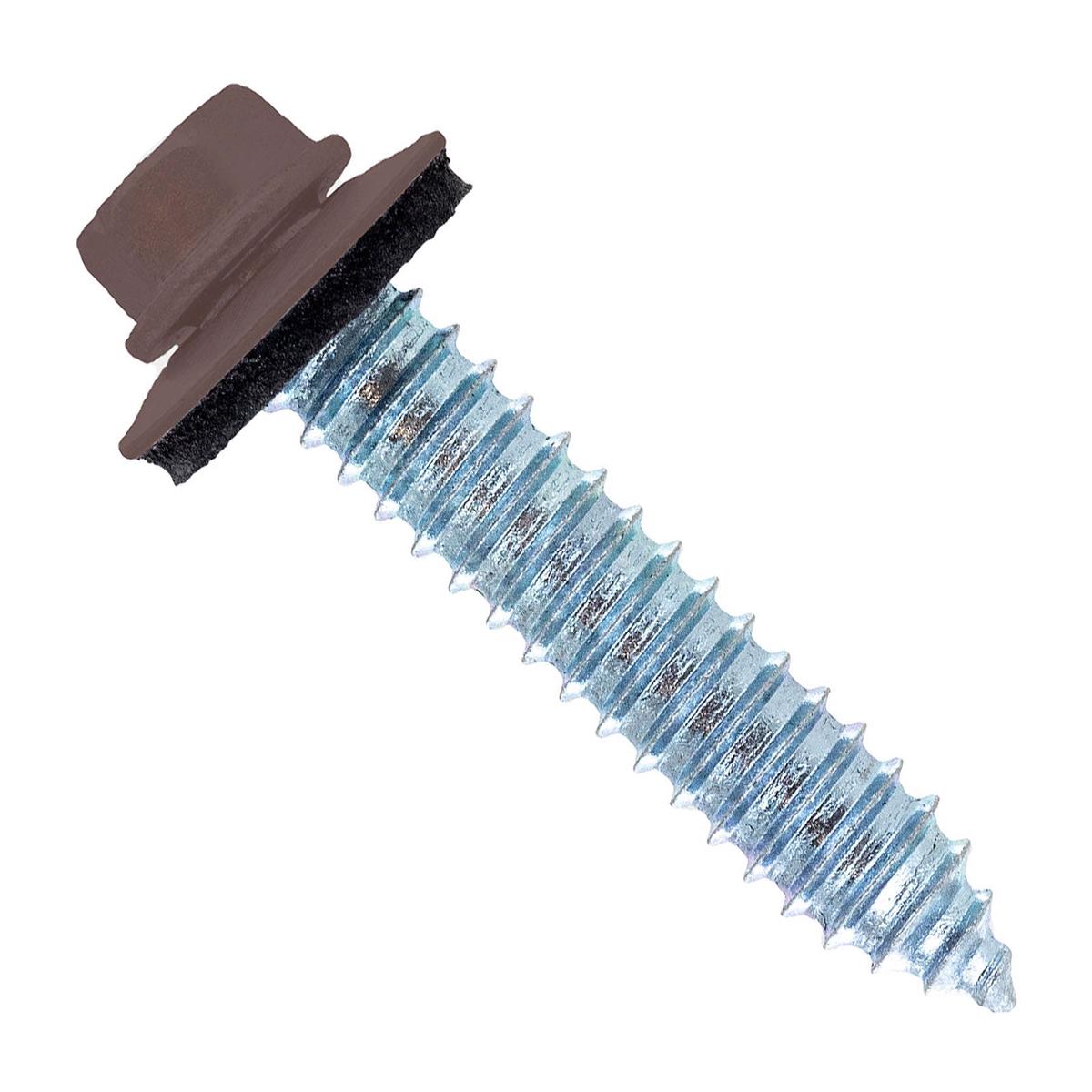ST Fastening #17 x 1-1/2" Tapping Steelbinder Metal Roofing Screw, Hex-Washer Head - Koko Brown | Qty. 1,500 (Carton)