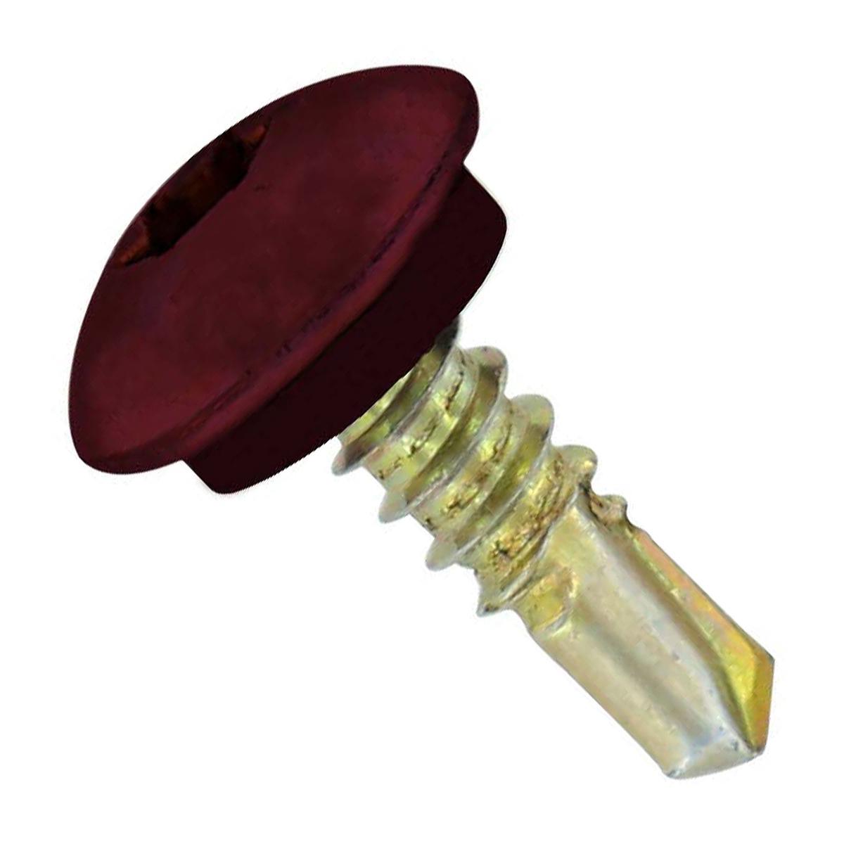 ST Fastening 1/4" x 7/8" Self-Drilling Eclipse Steelbinder Metal Roofing Stitch Screw, Truss Head - Burgundy | Qty. 120,000 (Pallet)