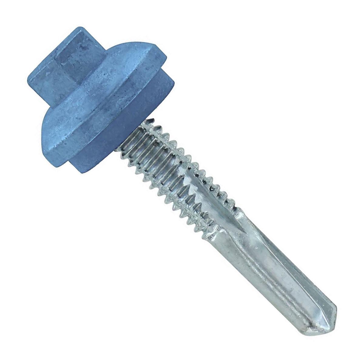 ST Fastening #12 x 1-1/4" Self-Drilling ZXL HG Steelbinder Metal Roofing Screw, Hex Cupped Washer Head - Hawaiian Blue, Qty. 250